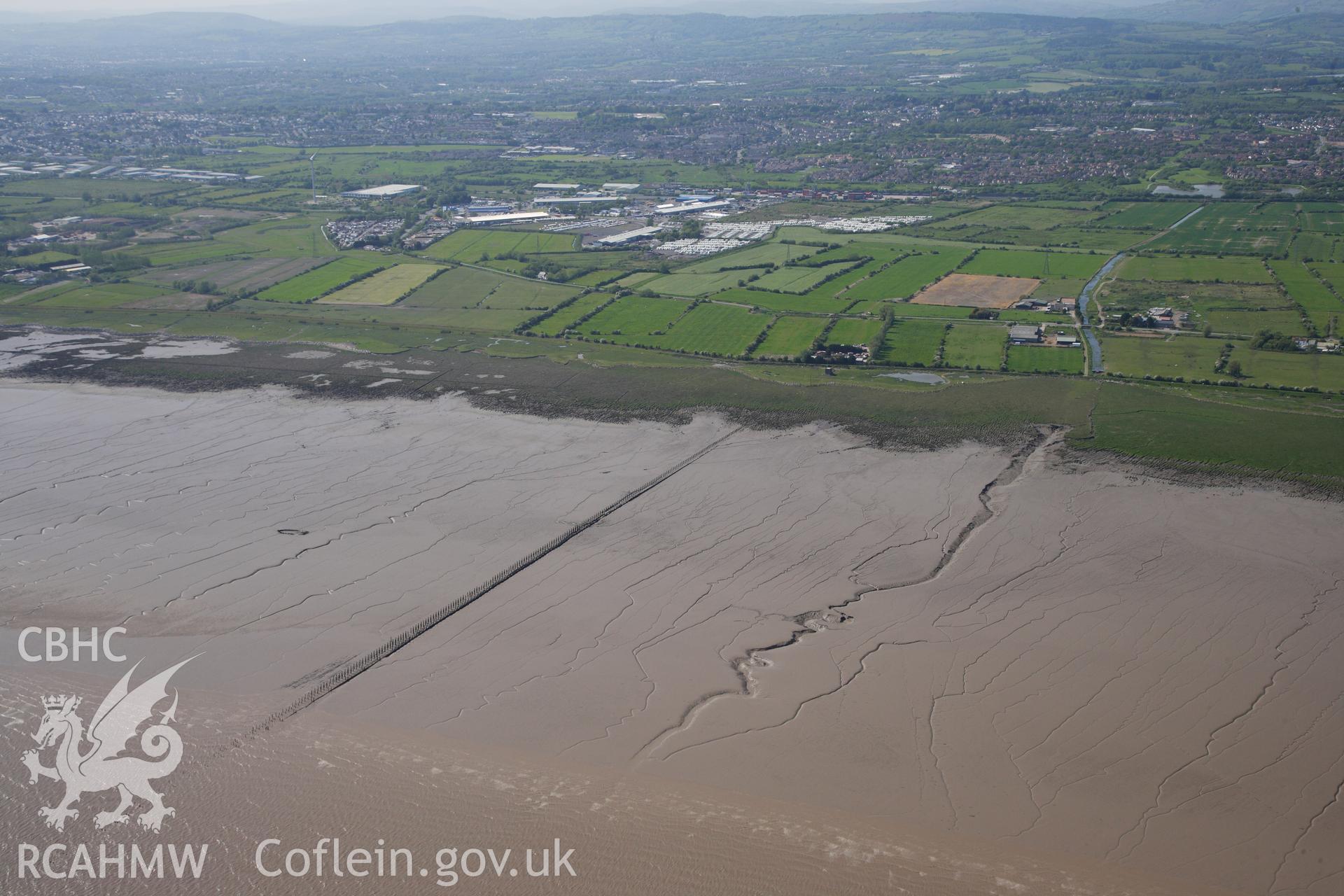 RCAHMW colour oblique photograph of site of wreck, Rumney Great Wharf. Taken by Toby Driver on 22/05/2012.