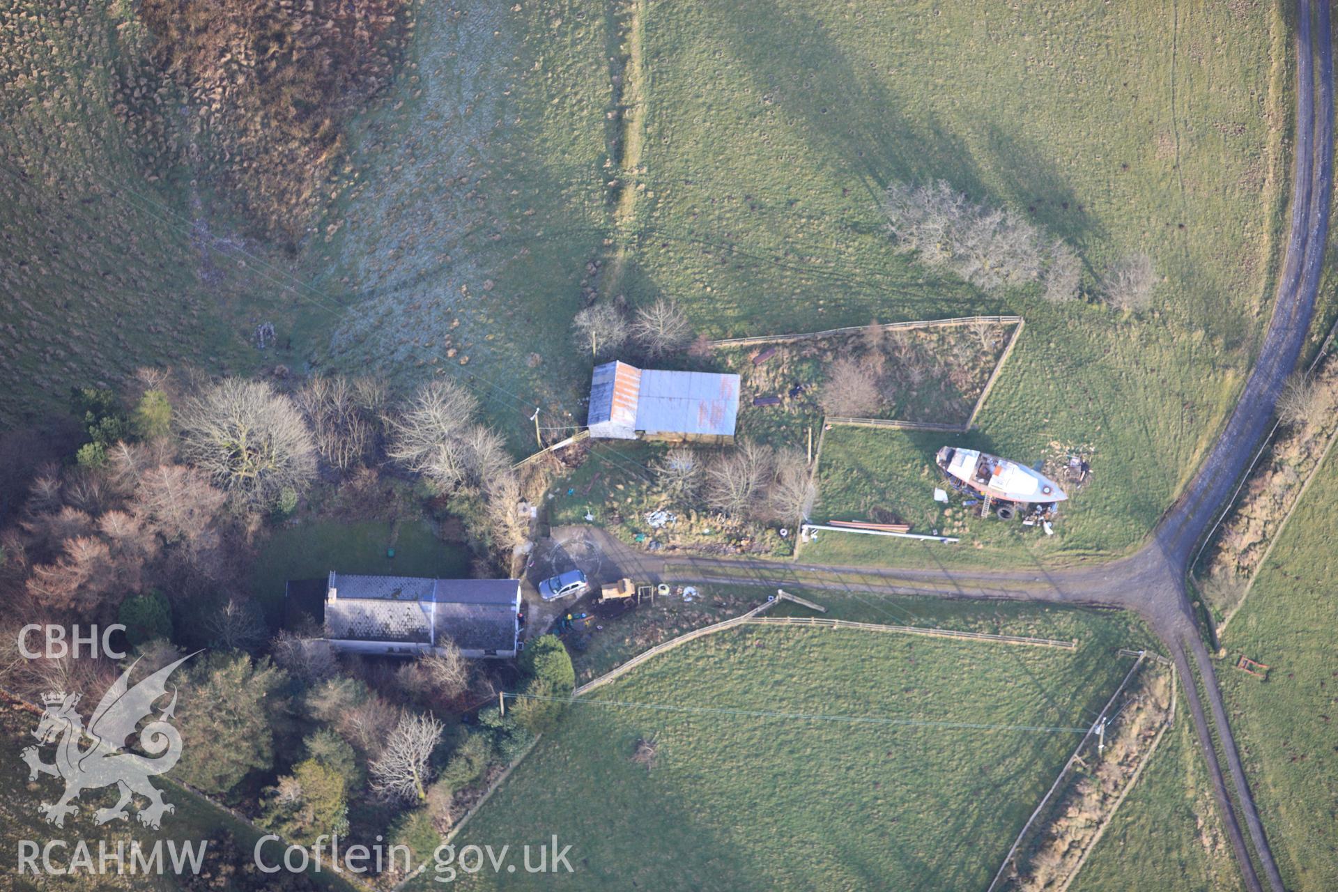 RCAHMW colour oblique photograph of Ystumtuen village. Taken by Toby Driver on 07/02/2012.