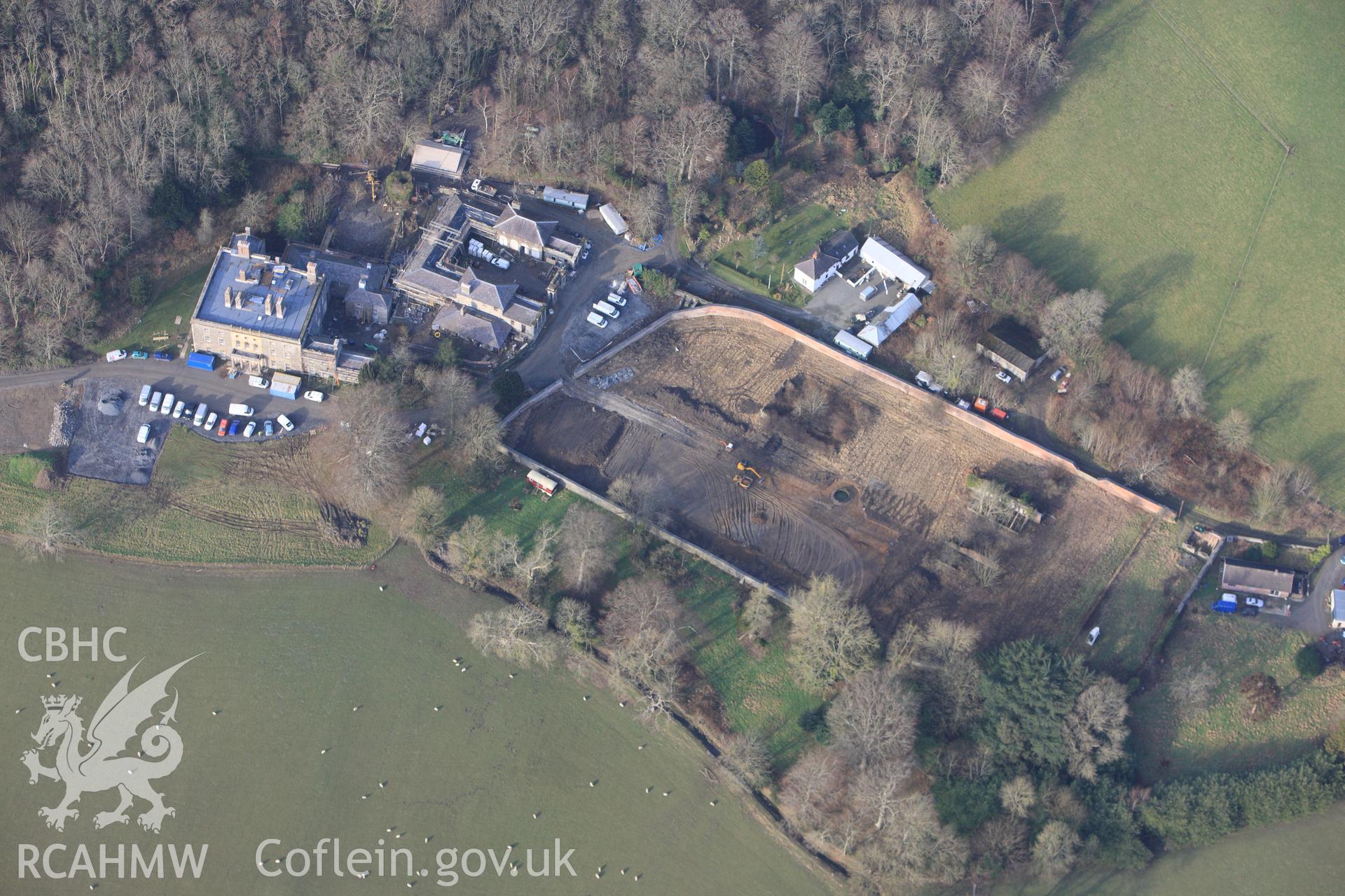RCAHMW colour oblique photograph of Nanteos Mansion. Taken by Toby Driver on 07/02/2012.