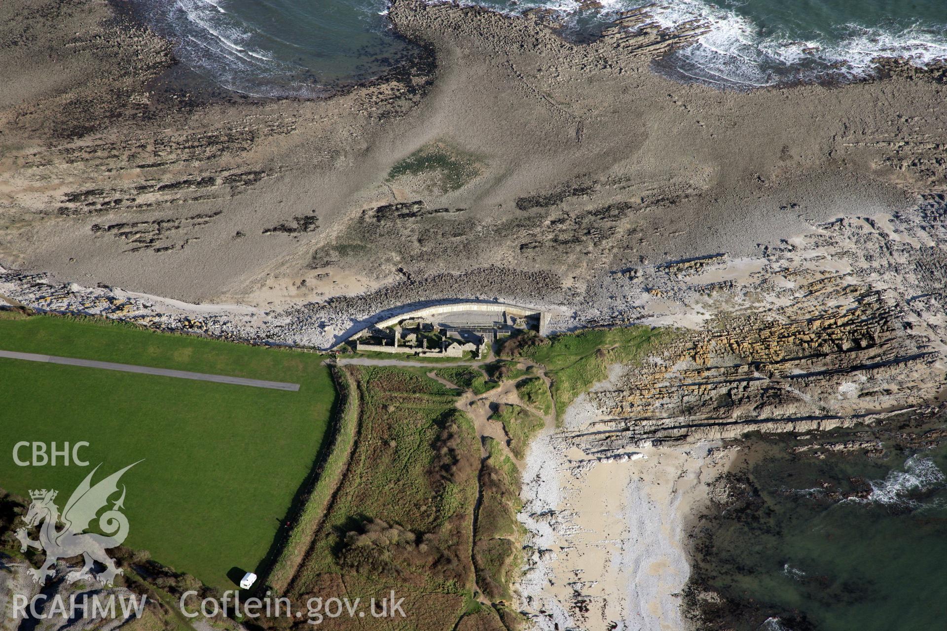 RCAHMW colour oblique photograph of Port Eynon Salt House. Taken by Toby Driver on 02/02/2012.