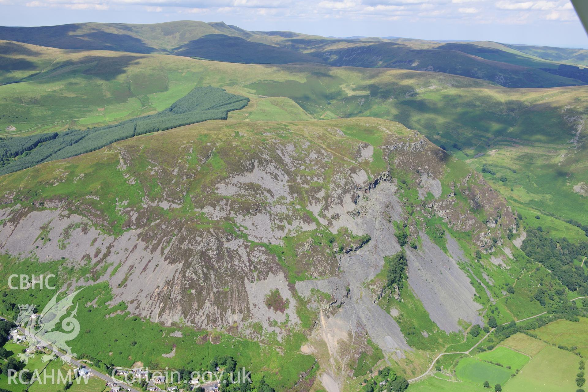 RCAHMW colour oblique photograph of Craig Rhiwarth hillfort. Taken by Toby Driver on 10/08/2012.