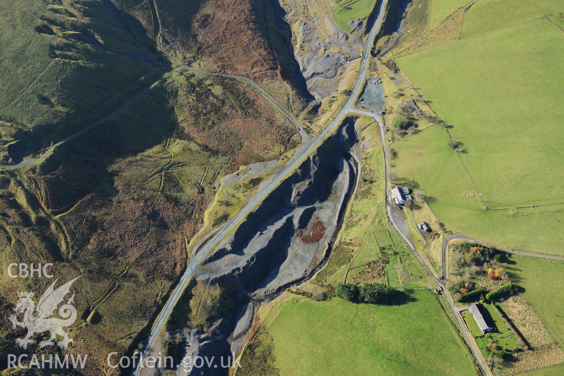 RCAHMW colour oblique photograph of Dylife Lead Mines. Taken by Toby Driver on 05/11/2012.