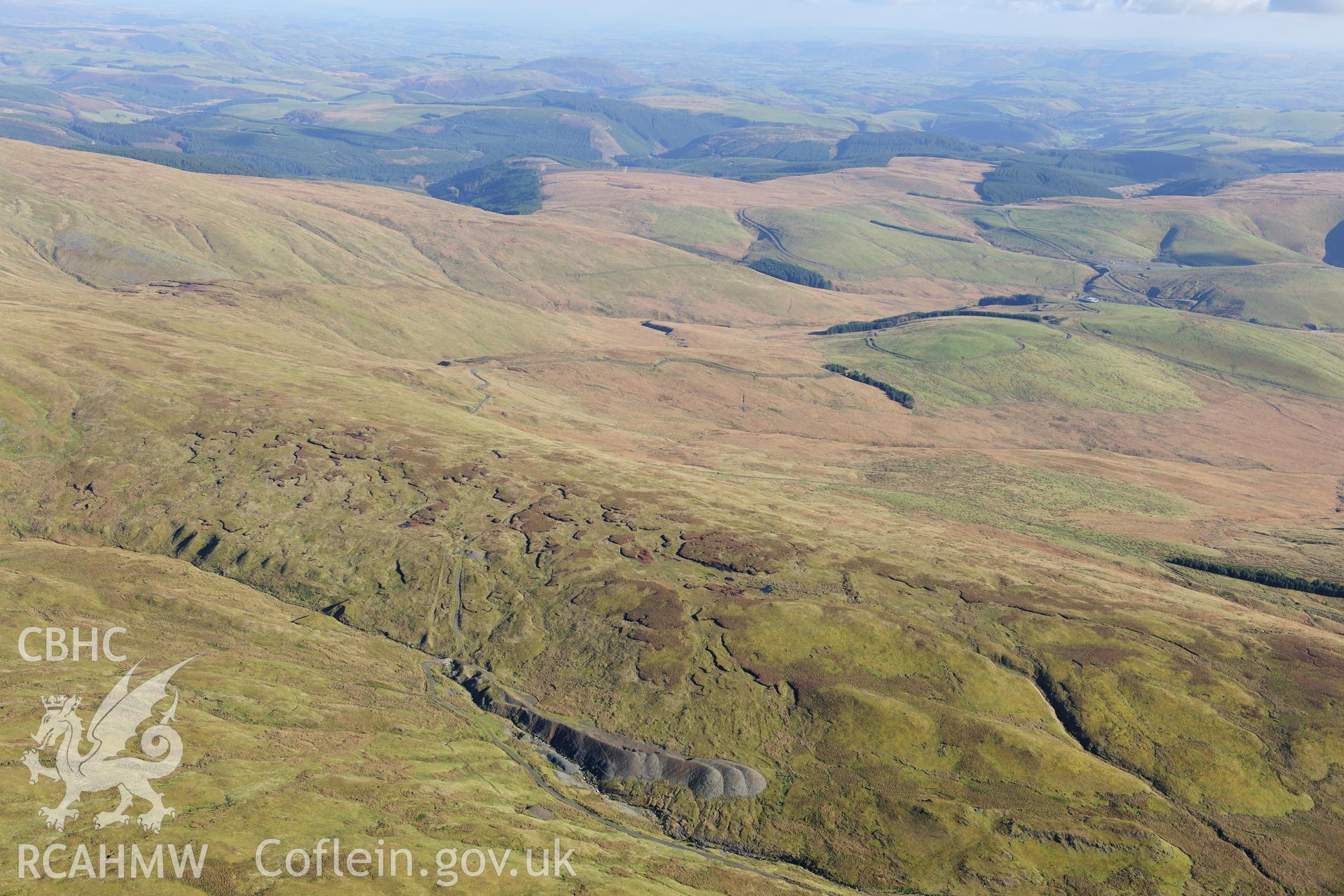 RCAHMW colour oblique photograph of Plynlimon lead mine, landscape view from south-west. Taken by Toby Driver on 05/11/2012.