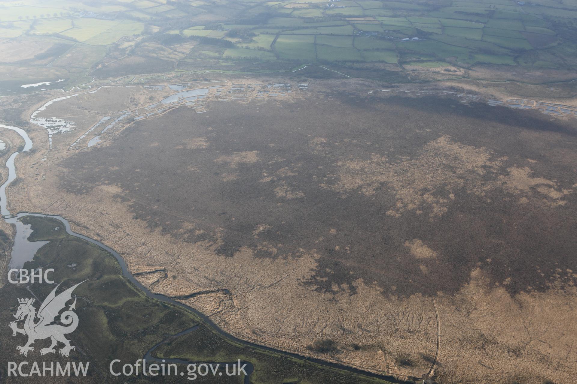 RCAHMW colour oblique photograph of Cors Caron, Tregaron Bog. Taken by Toby Driver on 07/02/2012.