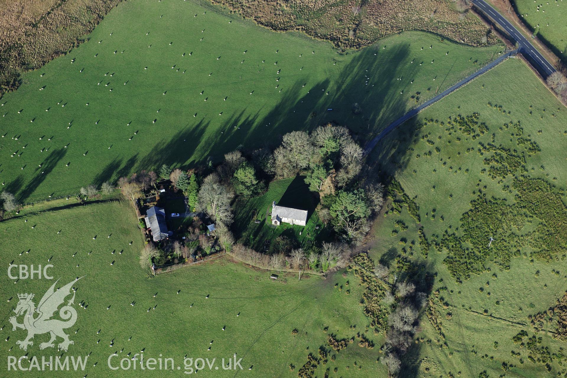 RCAHMW colour oblique photograph of Llanlleonfel Church. Taken by Toby Driver on 23/11/2012.