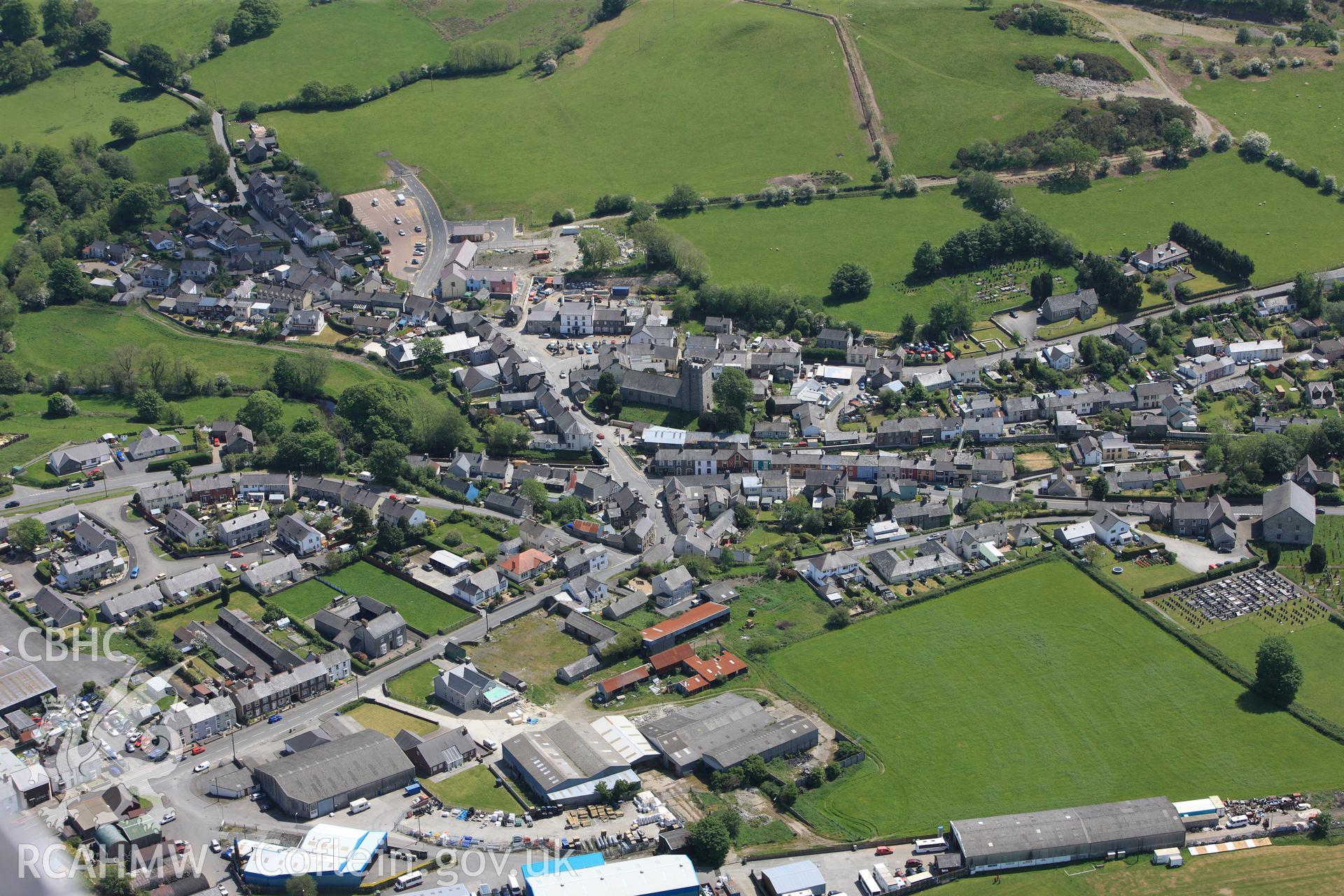 RCAHMW colour oblique photograph of Long View of Tregaron. Taken by Toby Driver on 28/05/2012.