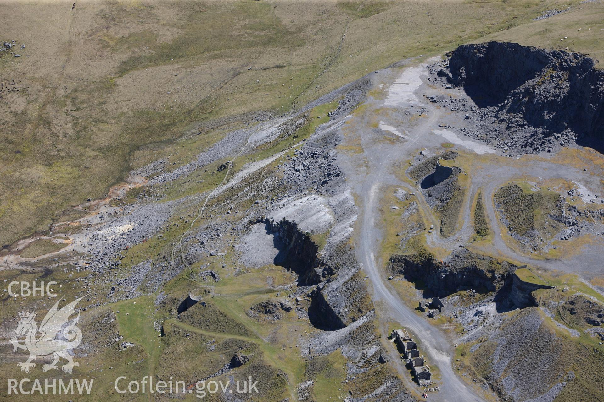 RCAHMW colour oblique photograph of Foel Fawr limeworkings, industrial landscape from north-west. Taken by Toby Driver on 22/05/2012.