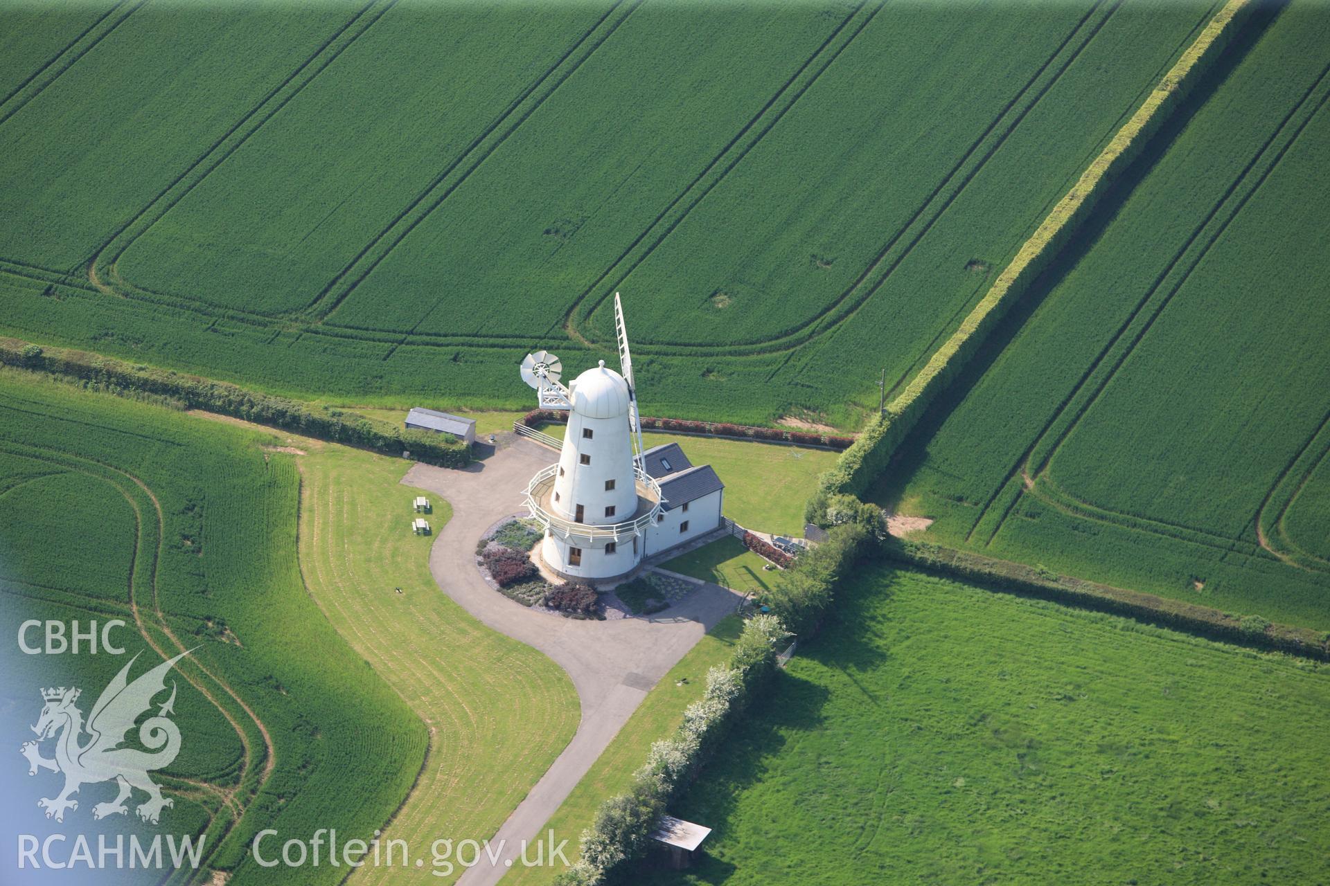 RCAHMW colour oblique photograph of Llancayo Windmill. Taken by Toby Driver on 22/05/2012.