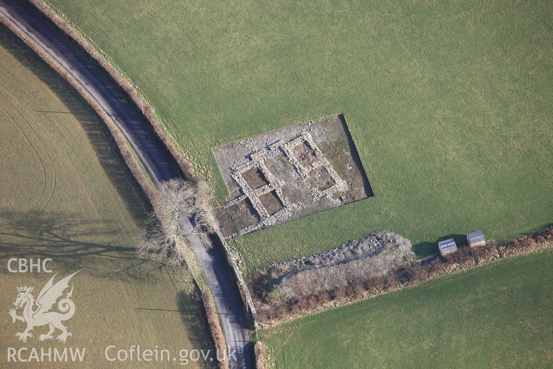 RCAHMW colour oblique photograph of Strata Florida Abbey, gatehouse. Taken by Toby Driver on 07/02/2012.