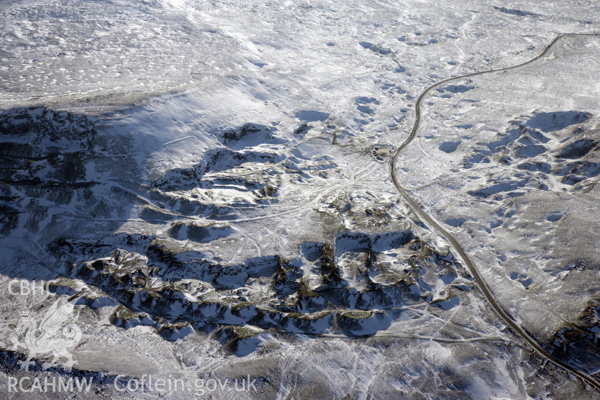 RCAHMW colour oblique photograph of Foel Fawr Quarry Complex. Taken by Toby Driver on 02/02/2012.