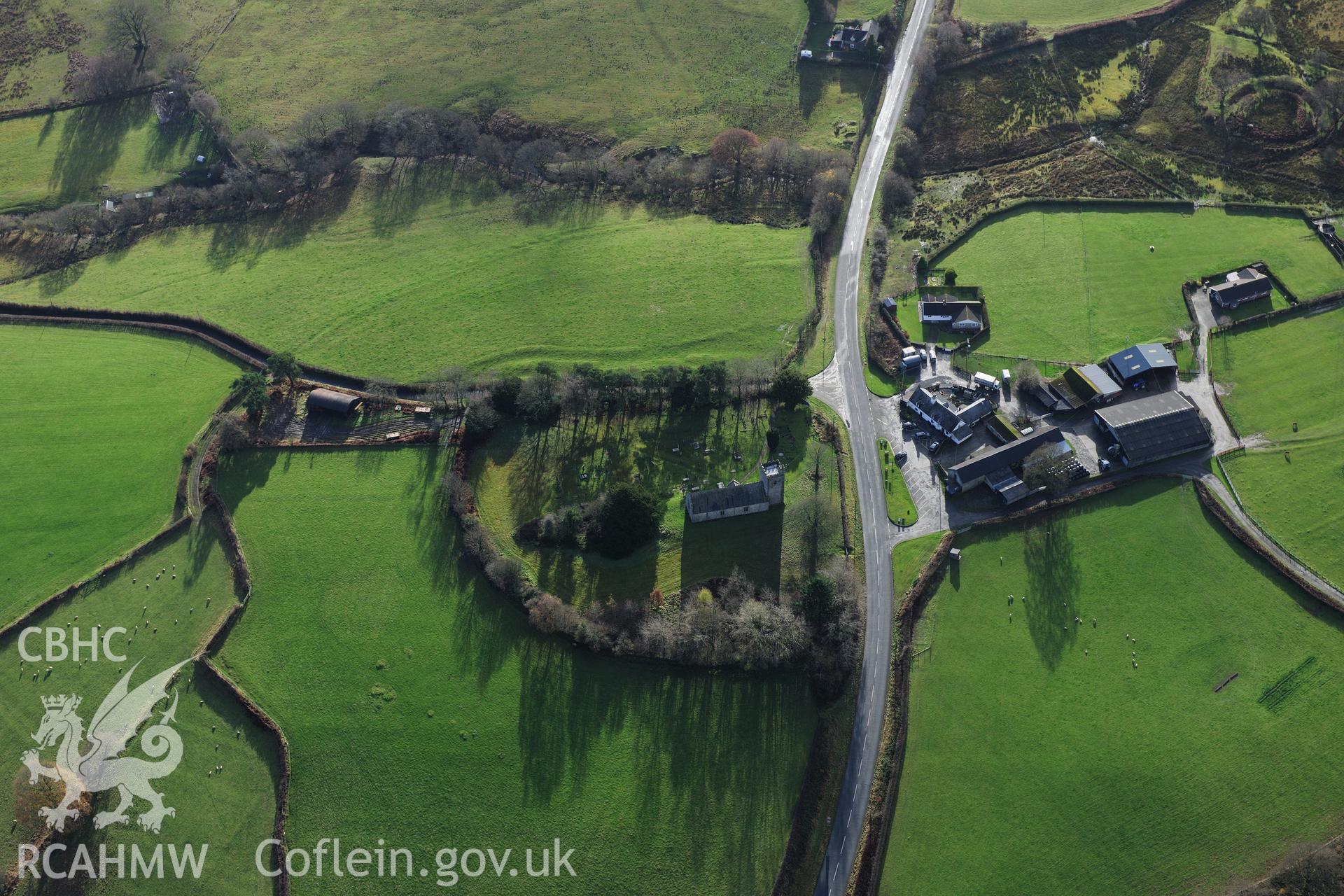 RCAHMW colour oblique photograph of Llanafan Fawr. Taken by Toby Driver on 23/11/2012.