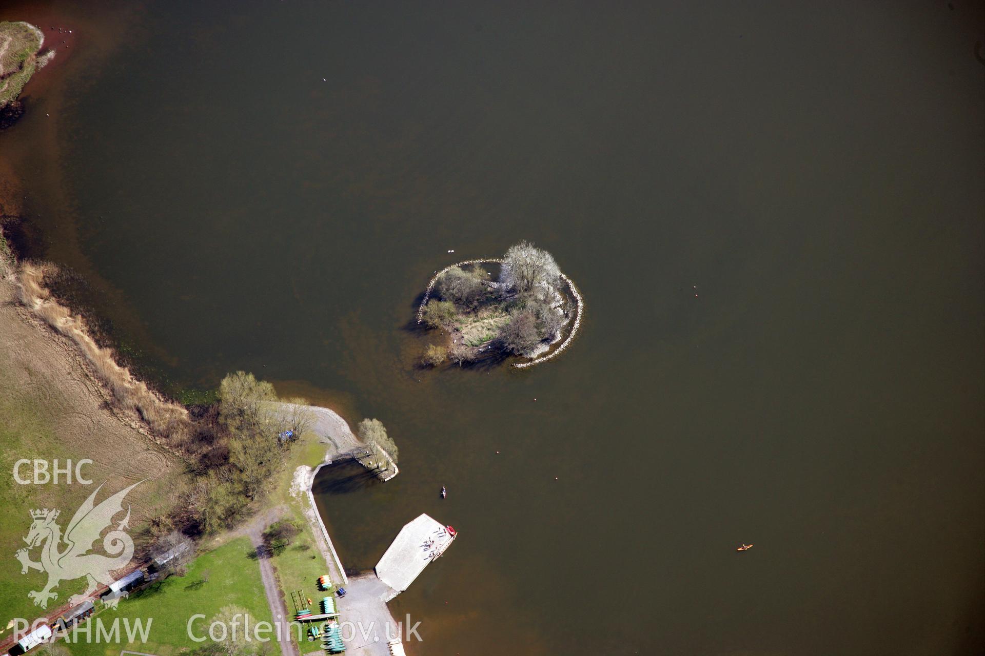 RCAHMW colour oblique photograph of Llangorse Crannog. Taken by Toby Driver and Oliver Davies on 28/03/2012.