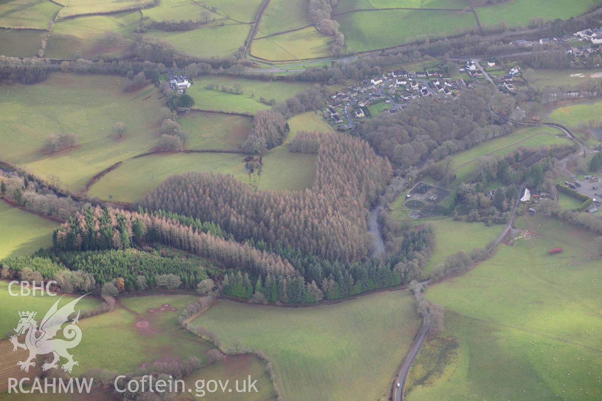RCAHMW colour oblique photograph of Coed Gilbraltar, promontory fort. Taken by Toby Driver on 23/11/2012.