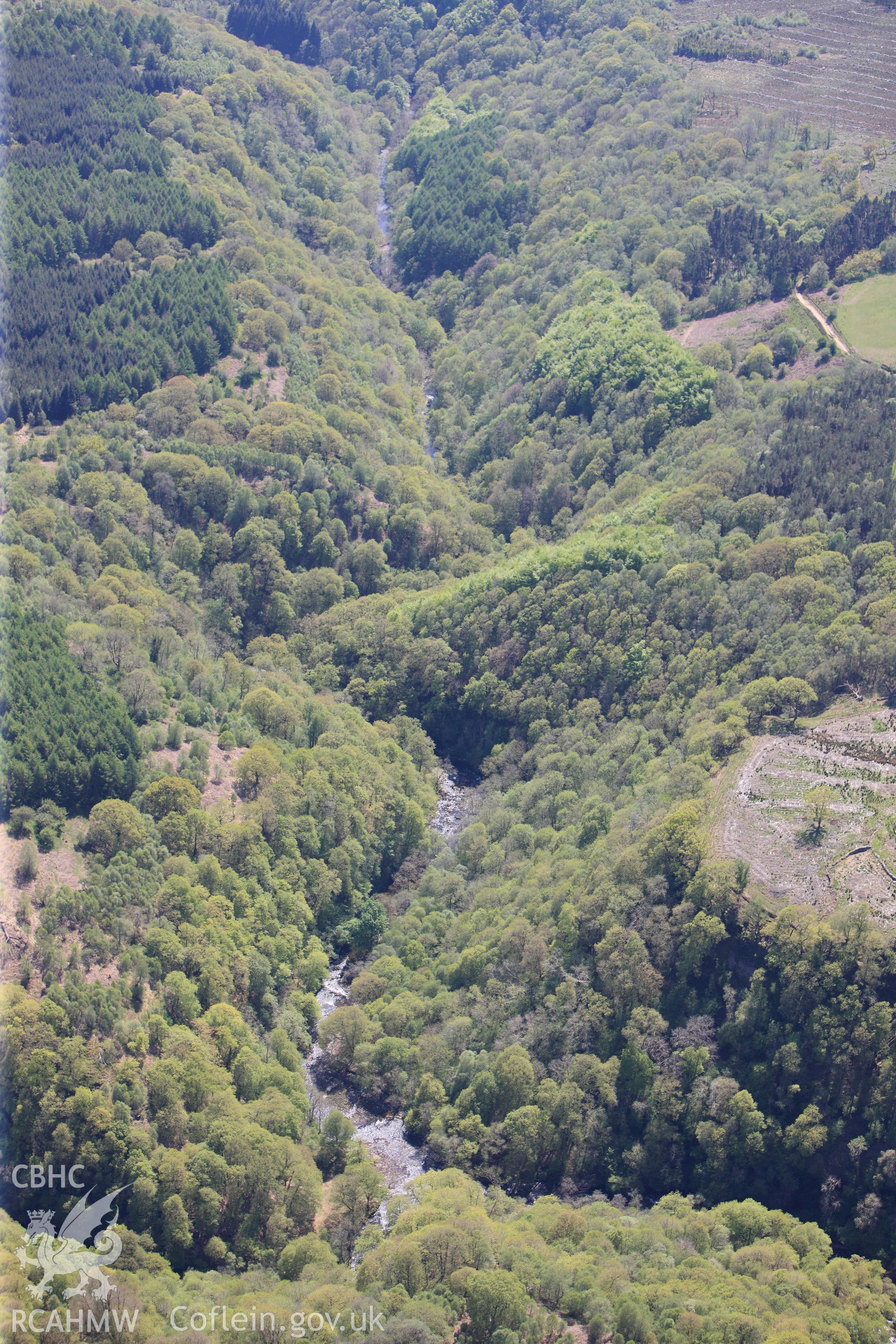 RCAHMW colour oblique photograph of Afon Hepste and Welsh 'Rainforest' west of Sgwd yr Eira waterfall. Taken by Toby Driver on 22/05/2012.
