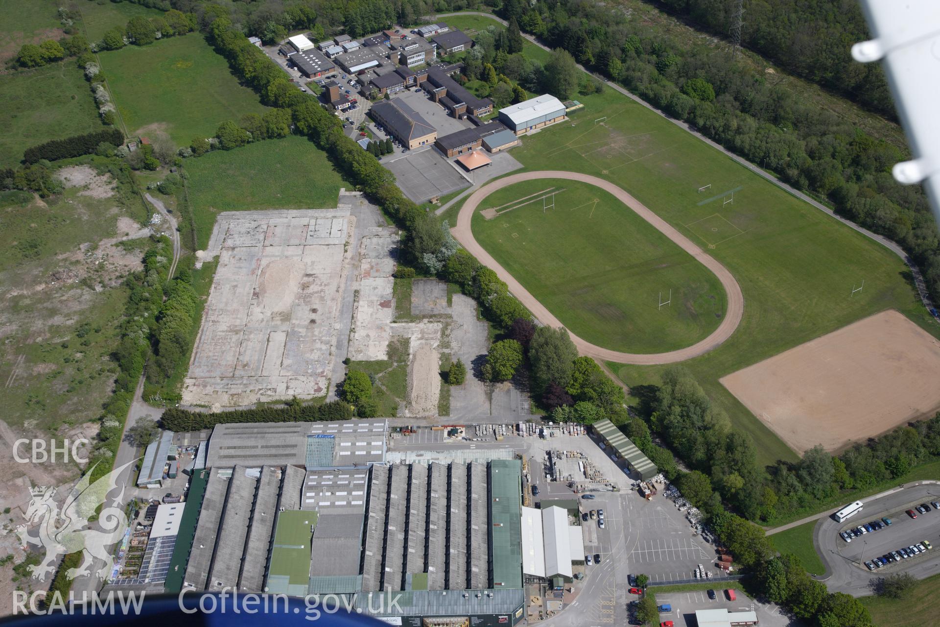 RCAHMW colour oblique photograph of Royal Sovereign Factory, Talbot Green. Taken by Toby Driver on 22/05/2012.