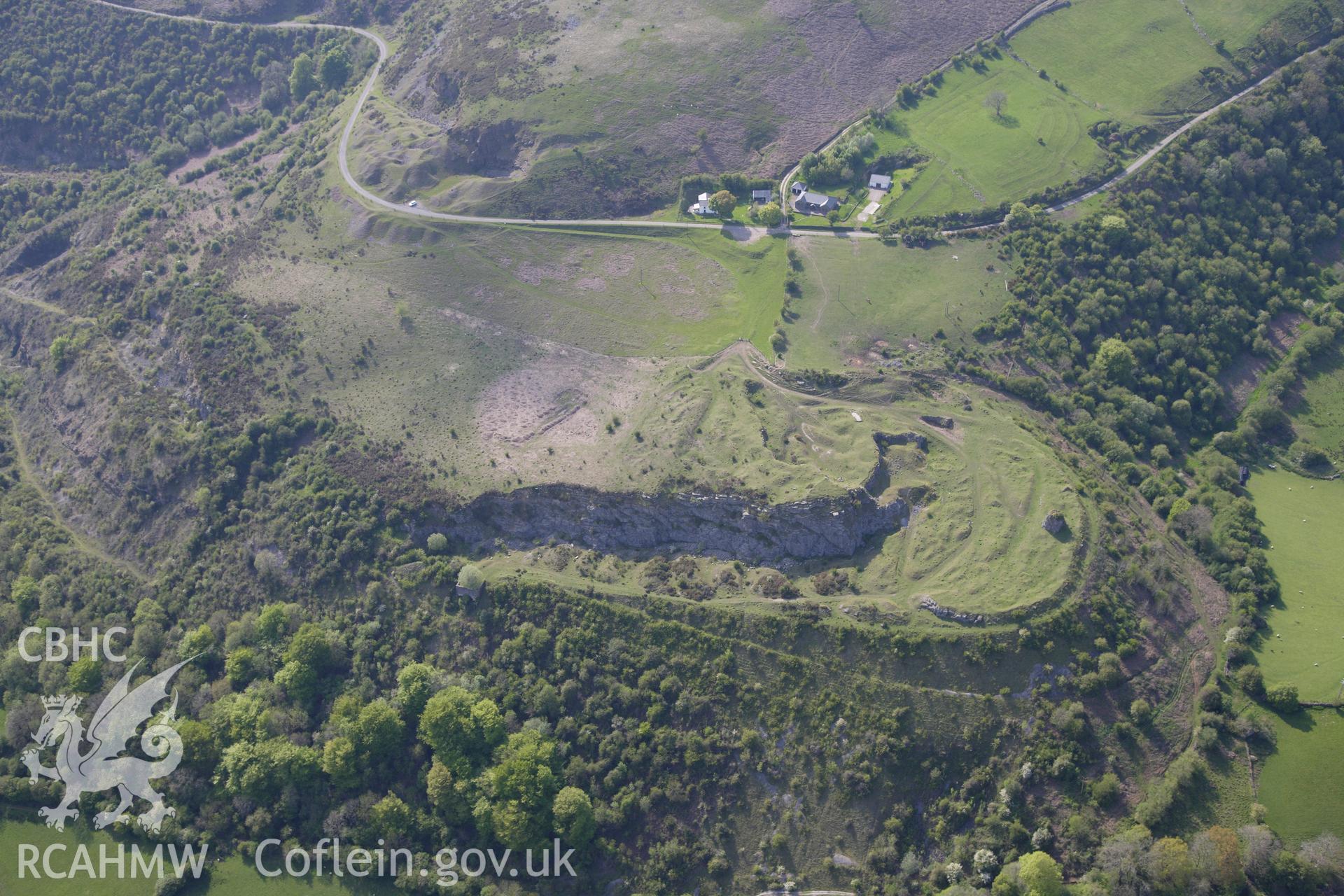 RCAHMW colour oblique photograph of Ty'n y coed quarry and tramroad. Taken by Toby Driver on 22/05/2012.