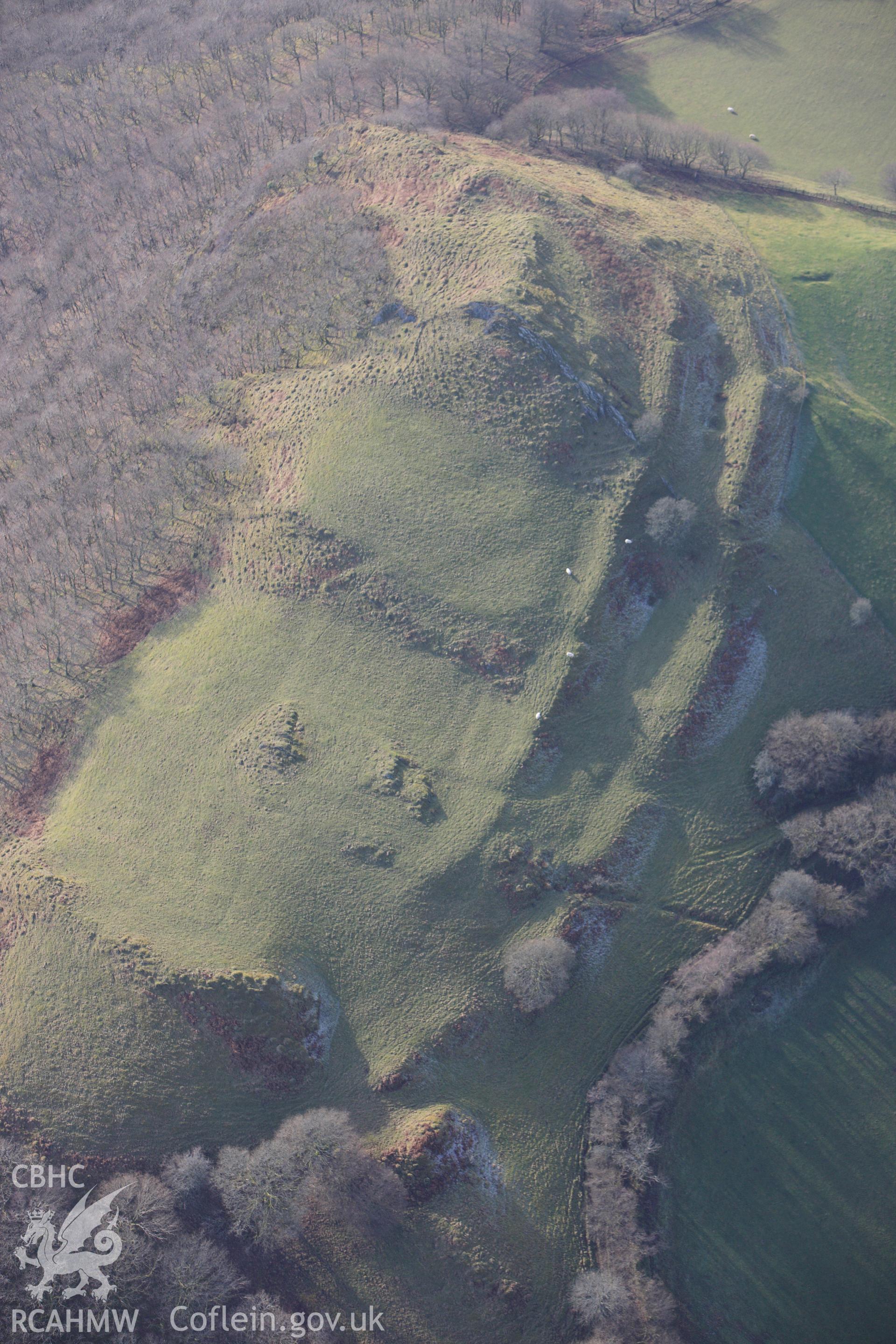 RCAHMW colour oblique photograph of Castell Grogwynion. Taken by Toby Driver on 07/02/2012.