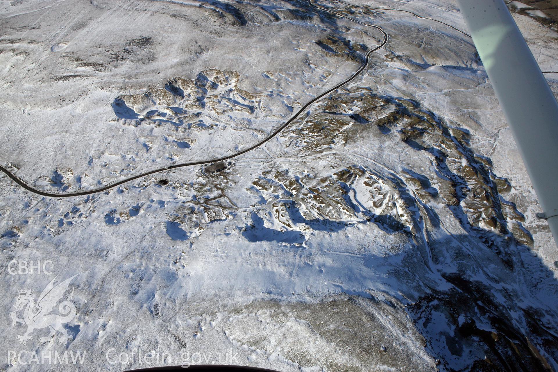 RCAHMW colour oblique photograph of Foel Fawr Quarry Complex. Taken by Toby Driver on 02/02/2012.