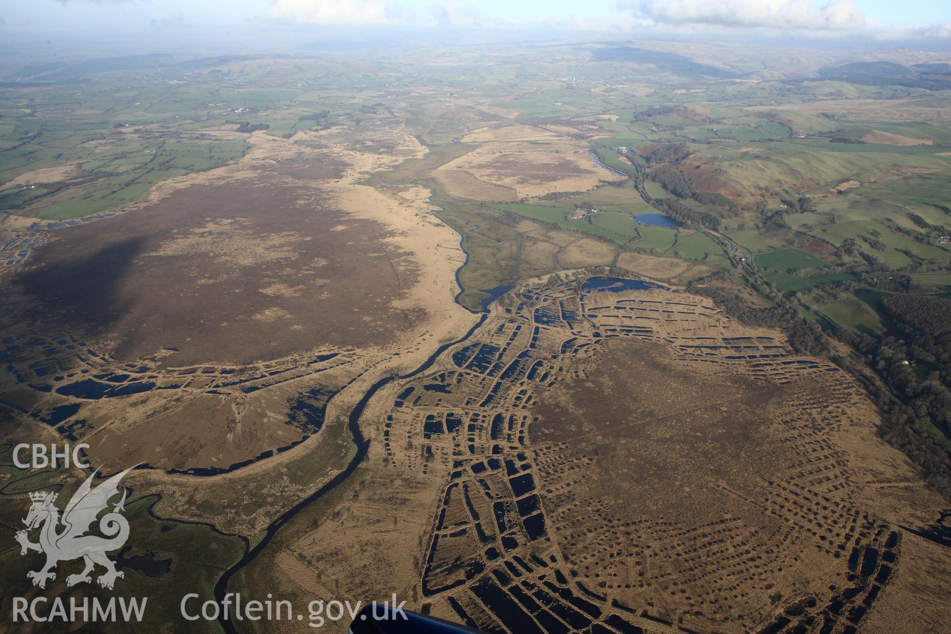 RCAHMW colour oblique photograph of Cors Caron, Tregaron Bog. Taken by Toby Driver on 07/02/2012.