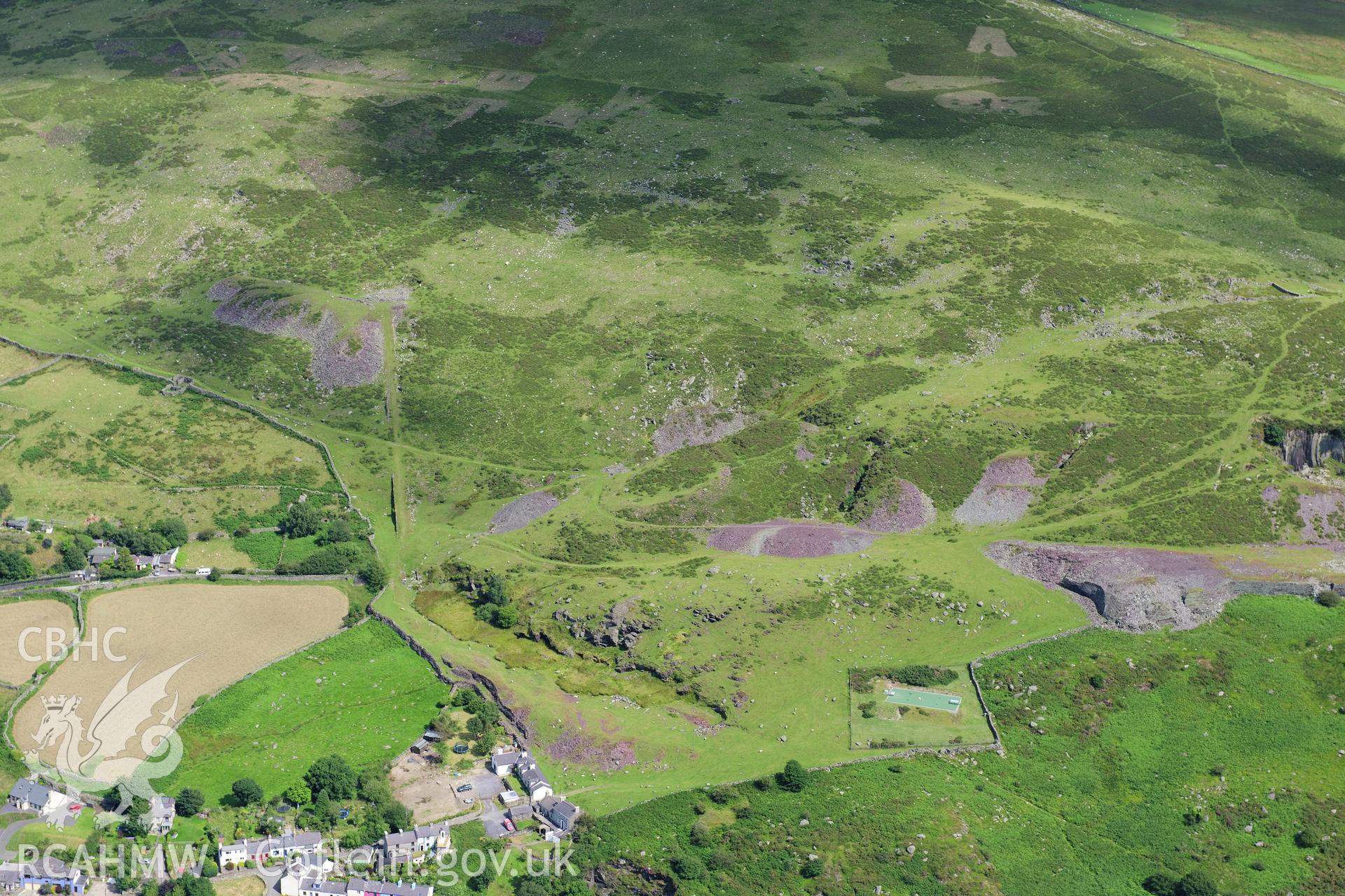 RCAHMW colour oblique photograph of Rachub quarries, viewed from the west. Taken by Toby Driver on 10/08/2012.