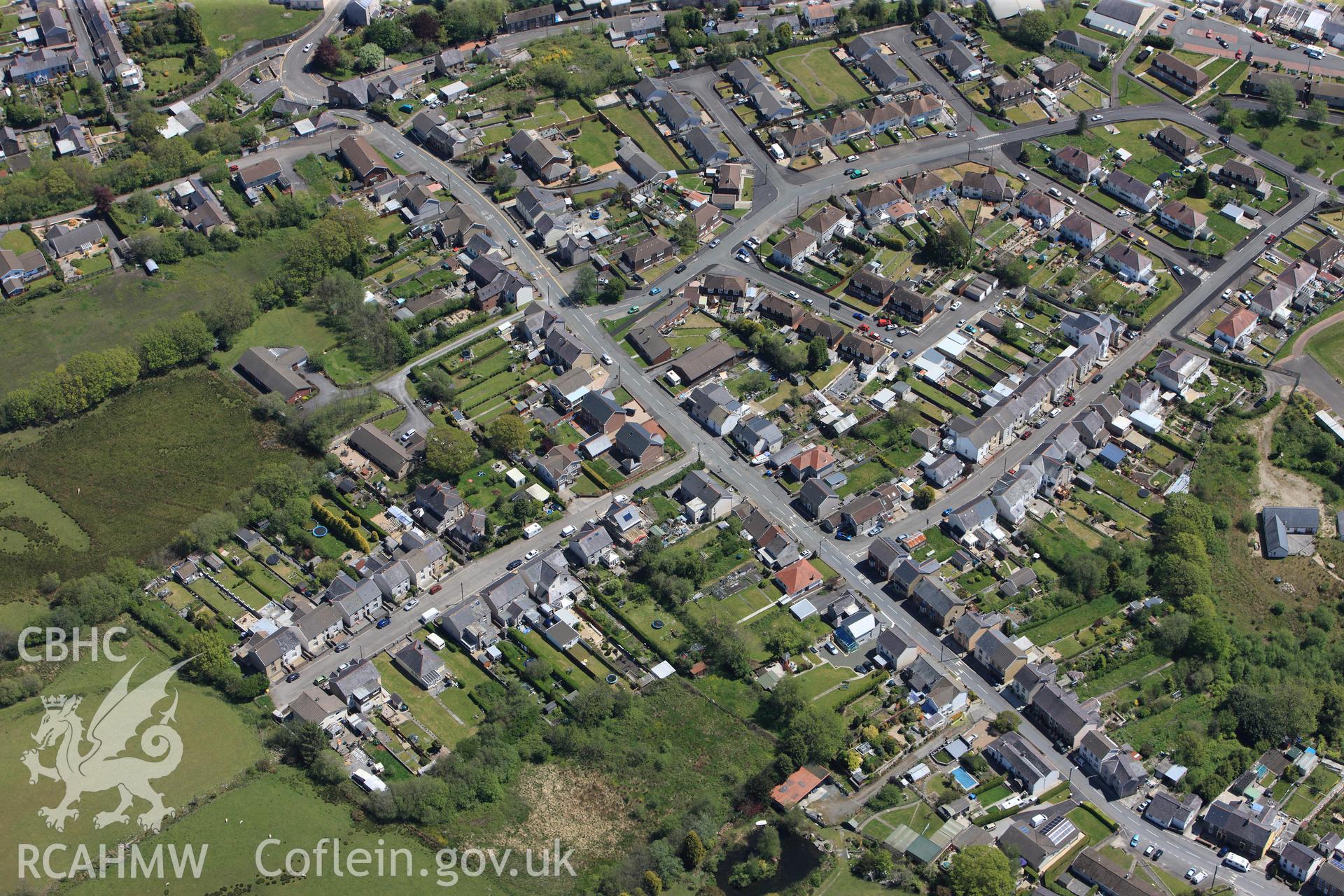 RCAHMW colour oblique photograph of Brynamman, looking east. Taken by Toby Driver on 22/05/2012.