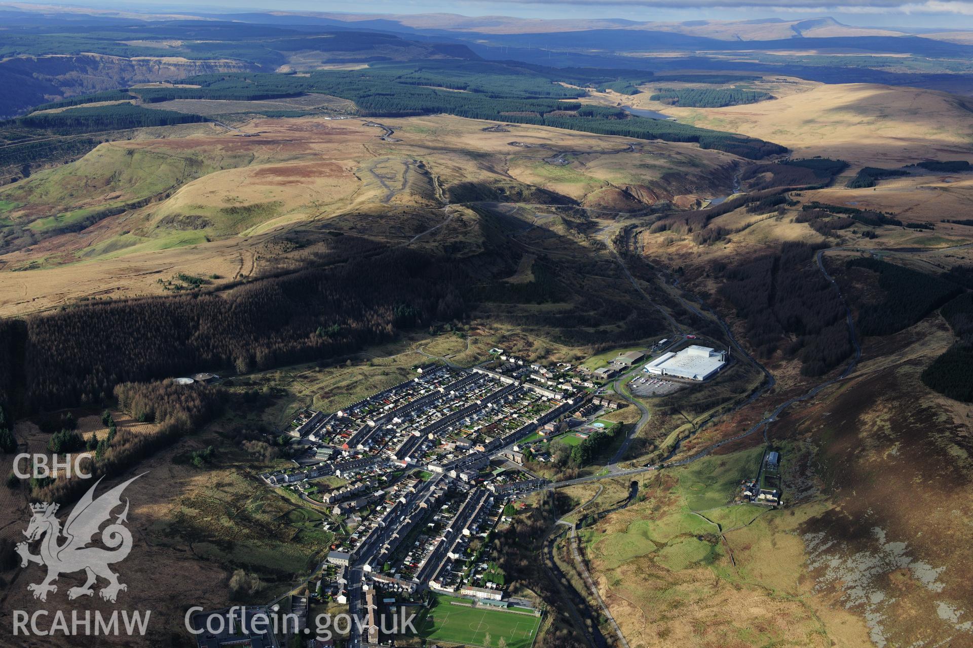 RCAHMW colour oblique photograph of Maerdy village. Taken by Toby Driver on 28/11/2012.