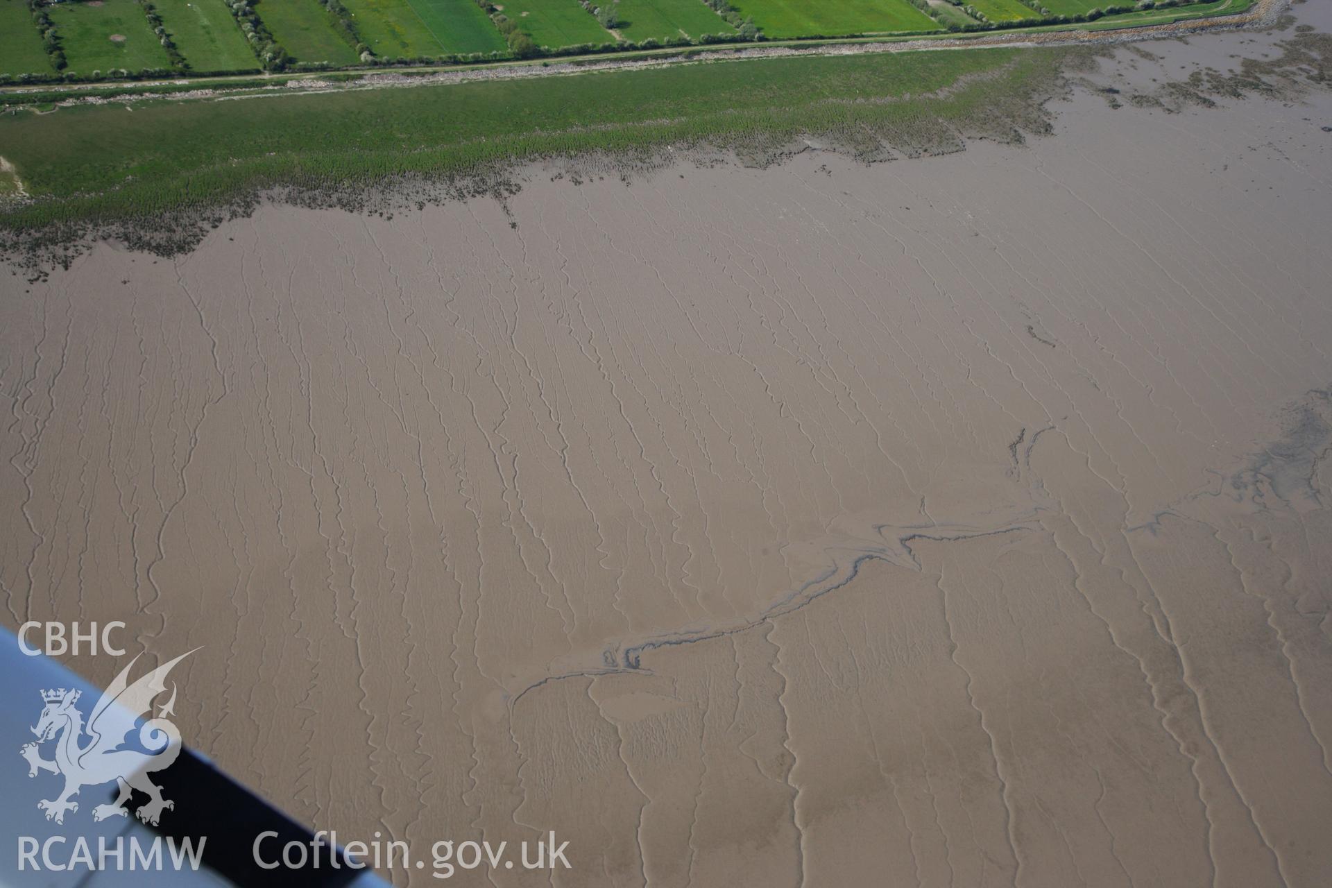 RCAHMW colour oblique photograph of Wentlooge Levels and intertidal area. Taken by Toby Driver on 22/05/2012.