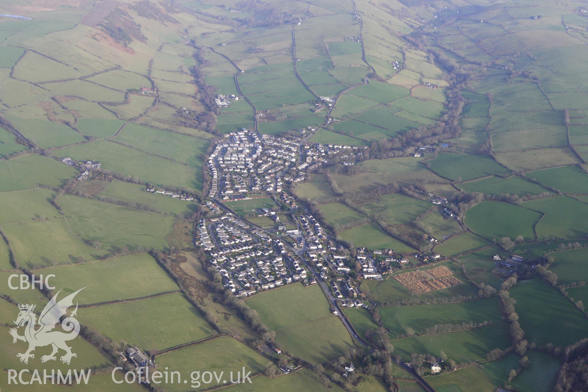 RCAHMW colour oblique photograph of Penrhyncoch Village. Taken by Toby Driver on 07/02/2012.