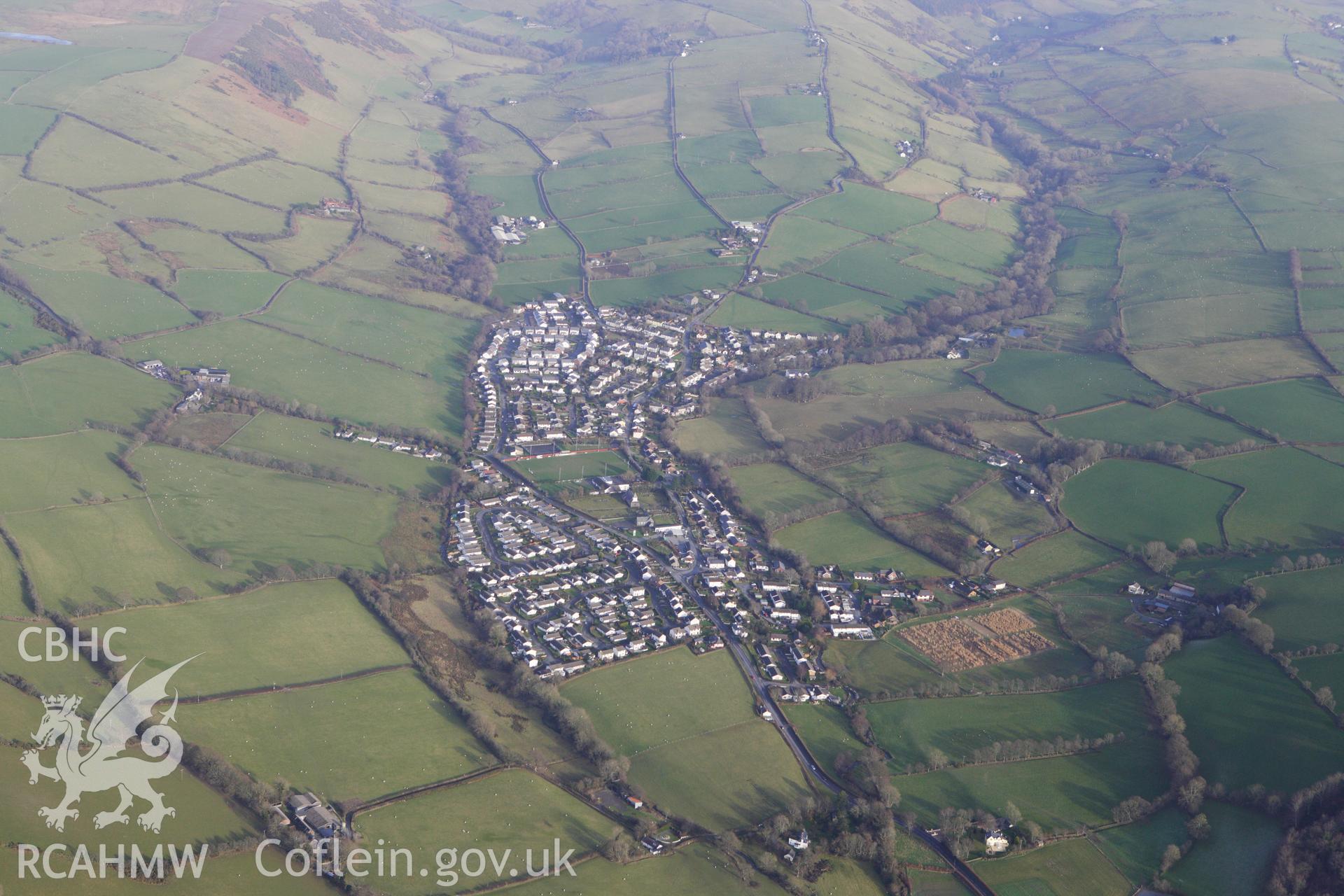 RCAHMW colour oblique photograph of Penrhyncoch Village. Taken by Toby Driver on 07/02/2012.