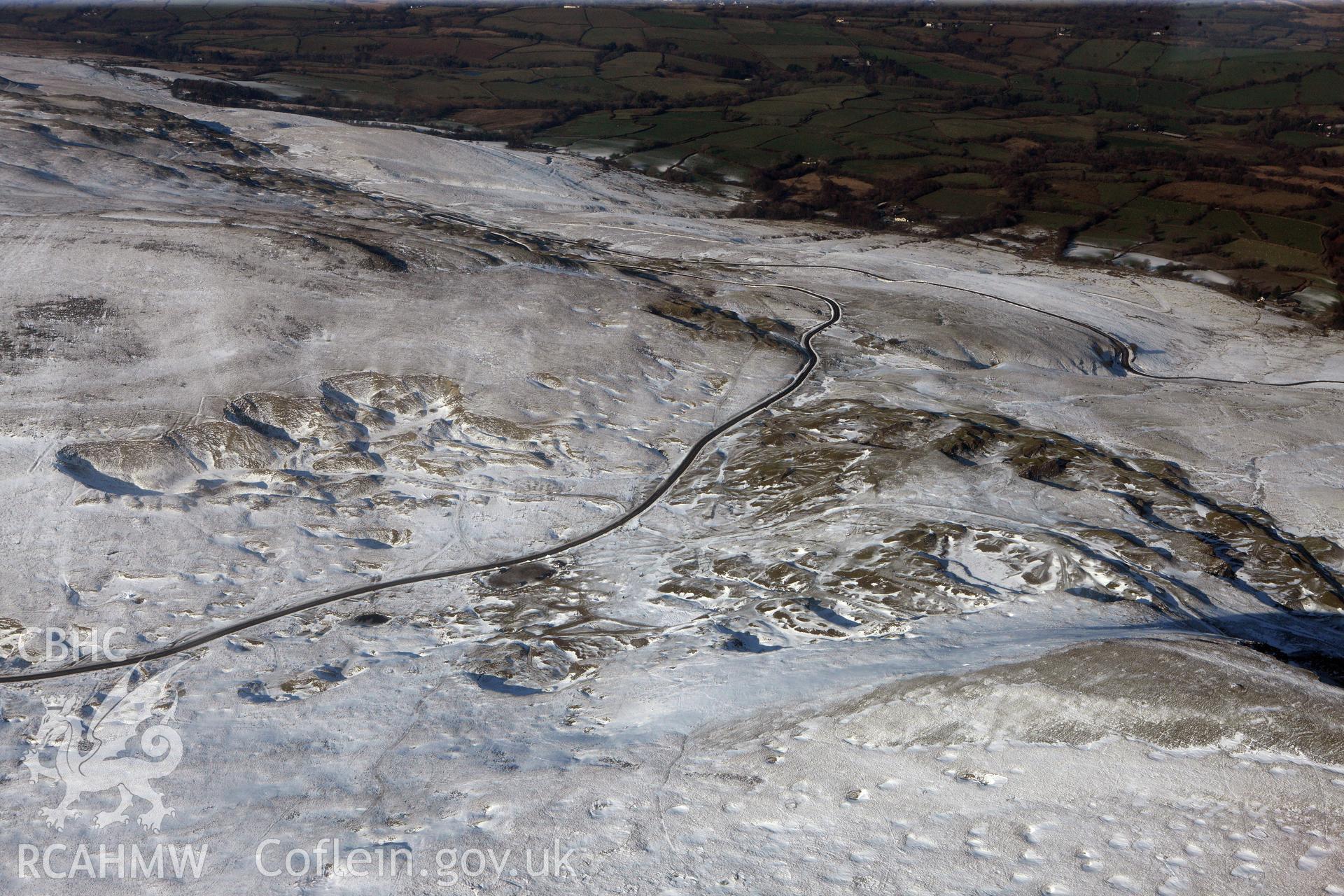RCAHMW colour oblique photograph of Pant-Y-Drefnewydd Limeworking Complex. Taken by Toby Driver on 02/02/2012.