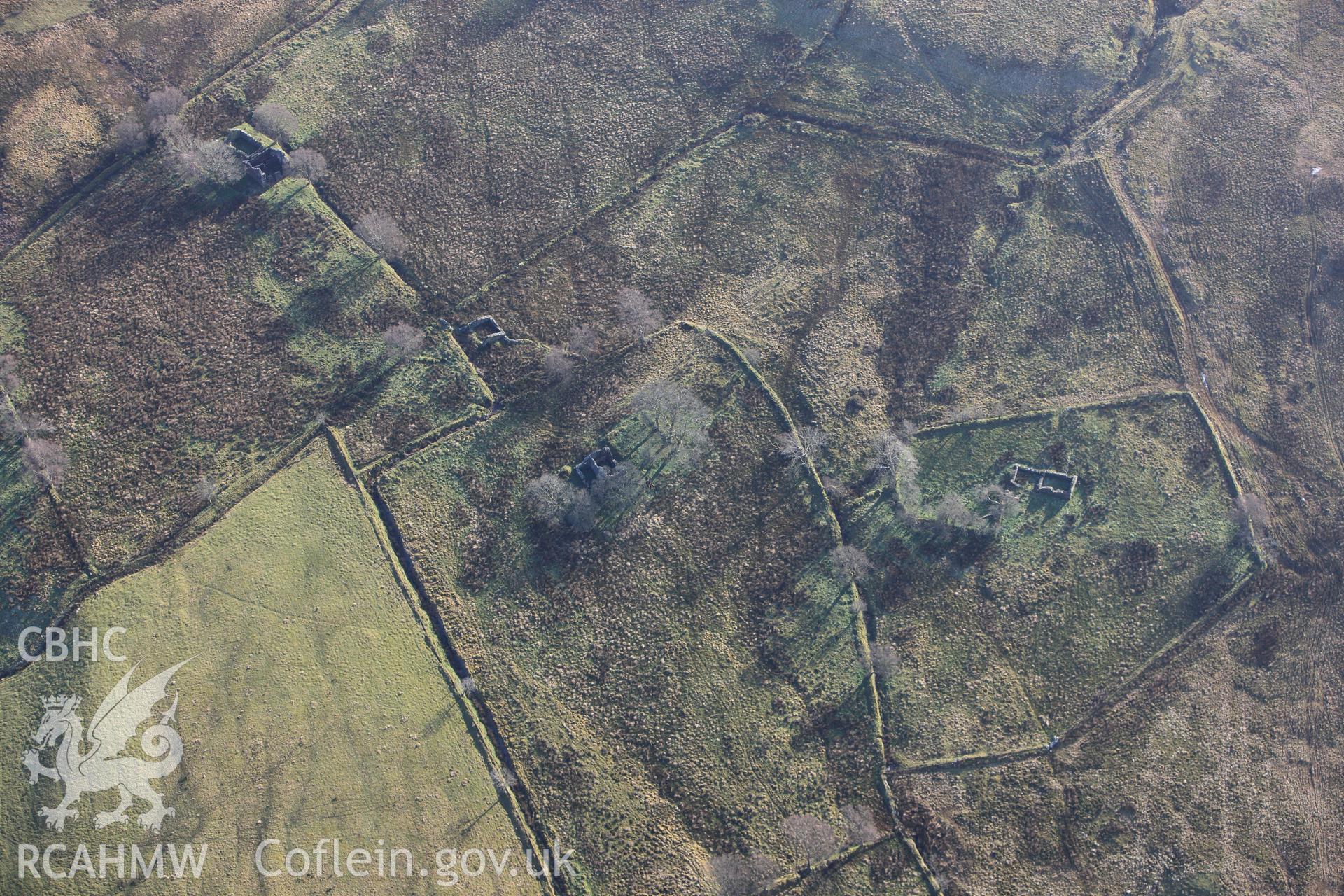 RCAHMW colour oblique photograph of Bryngwyn Bach view from North. House Caradog, House Pen-Cwm. Taken by Toby Driver on 07/02/2012.
