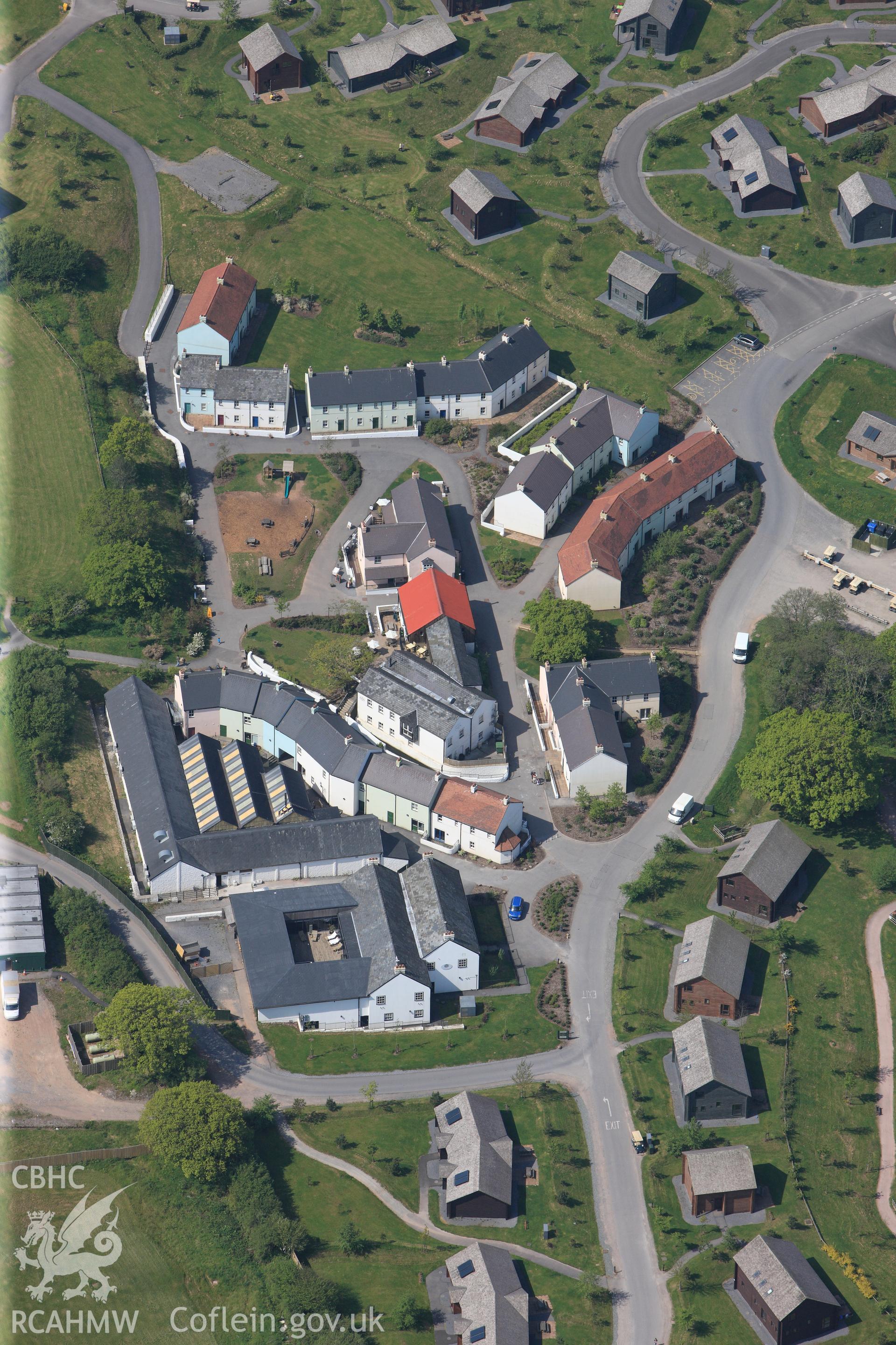 RCAHMW colour oblique photograph of Close view of Bluestone holiday village, looking south west. Taken by Toby Driver on 24/05/2012.
