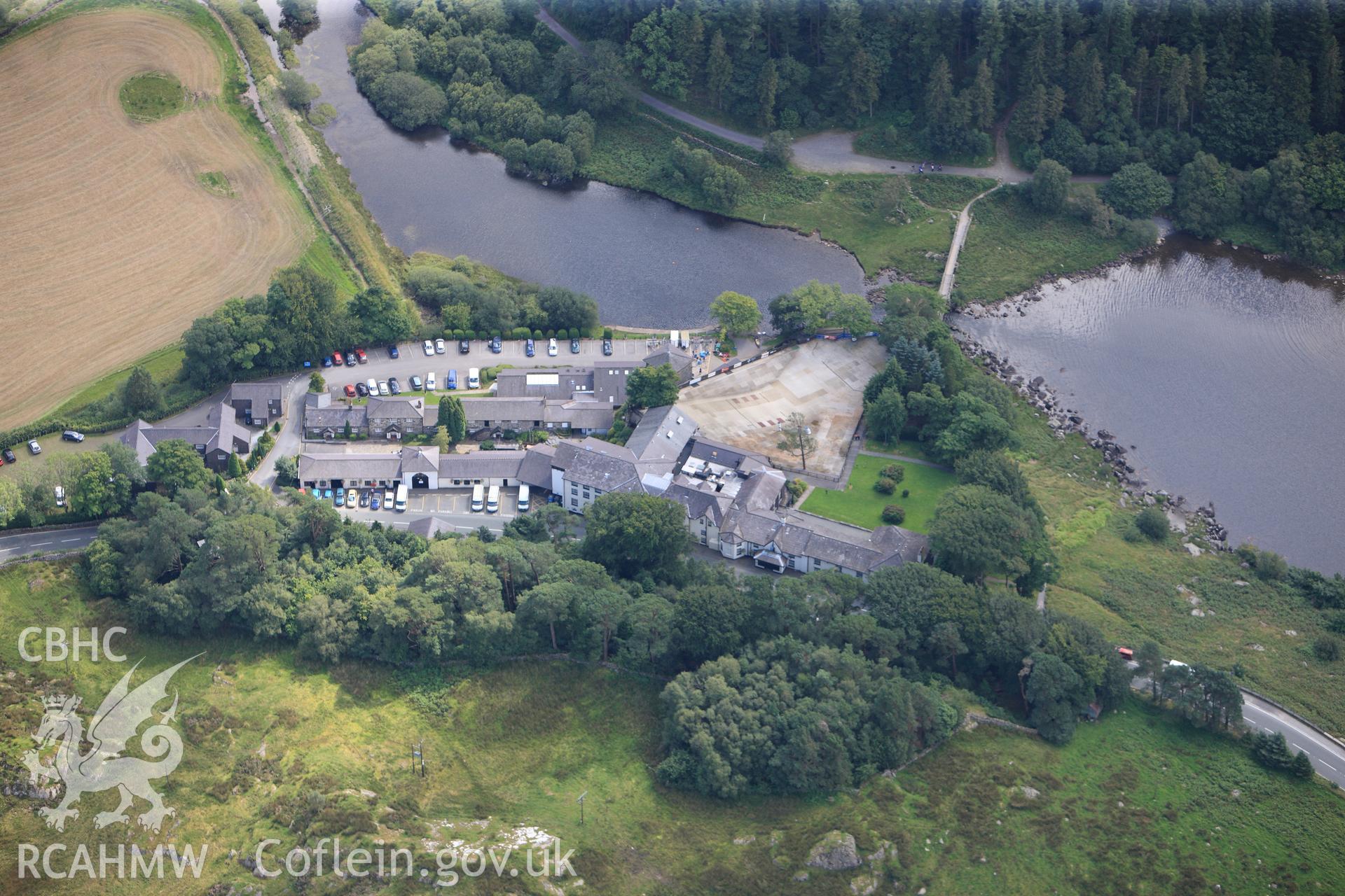 RCAHMW colour oblique photograph of Plas y Brenin, Capel Curig, viewed from the north. Taken by Toby Driver on 10/08/2012.