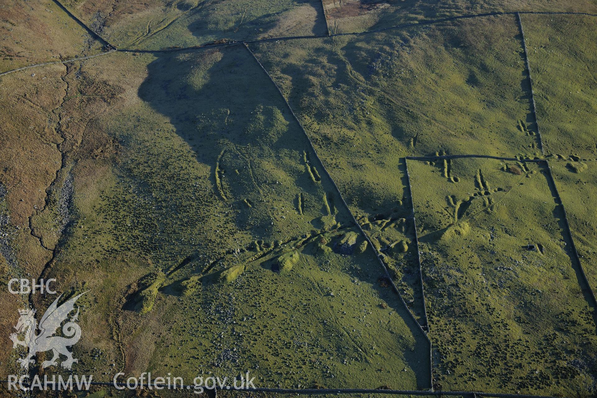 RCAHMW colour oblique photograph of Egryn manganese mine, detail of workings. Taken by Toby Driver on 10/12/2012.