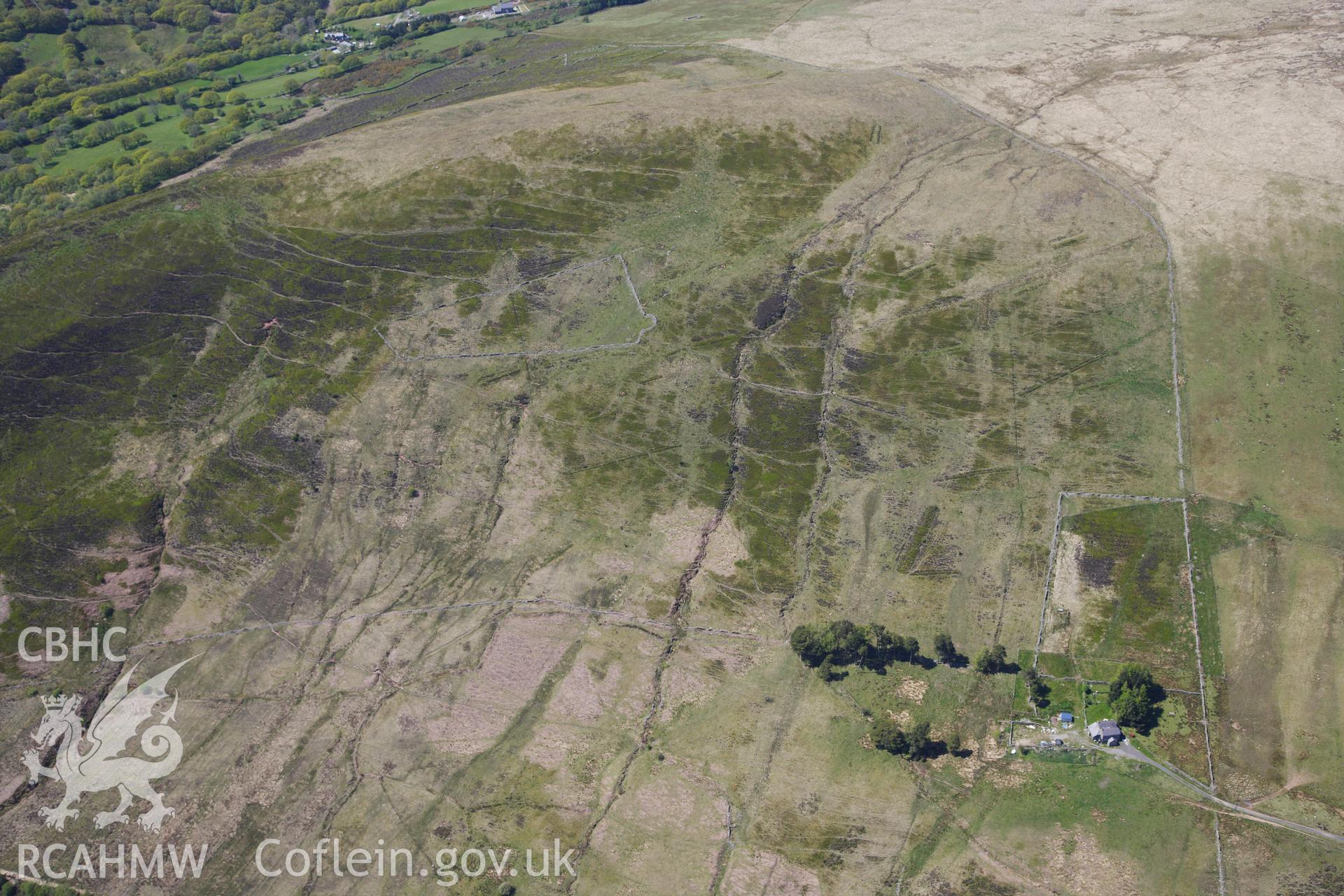 RCAHMW colour oblique photograph of Cefn Cul rabbit farm, view from east. Taken by Toby Driver on 22/05/2012.