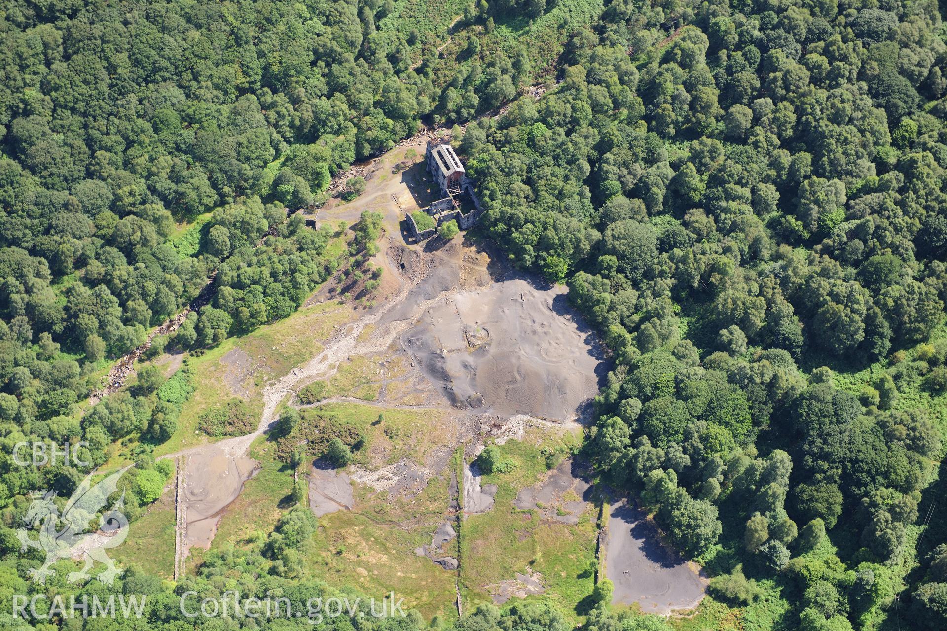 RCAHMW colour oblique photograph of Klondyke lead mine, viewed from the west. Taken by Toby Driver on 10/08/2012.