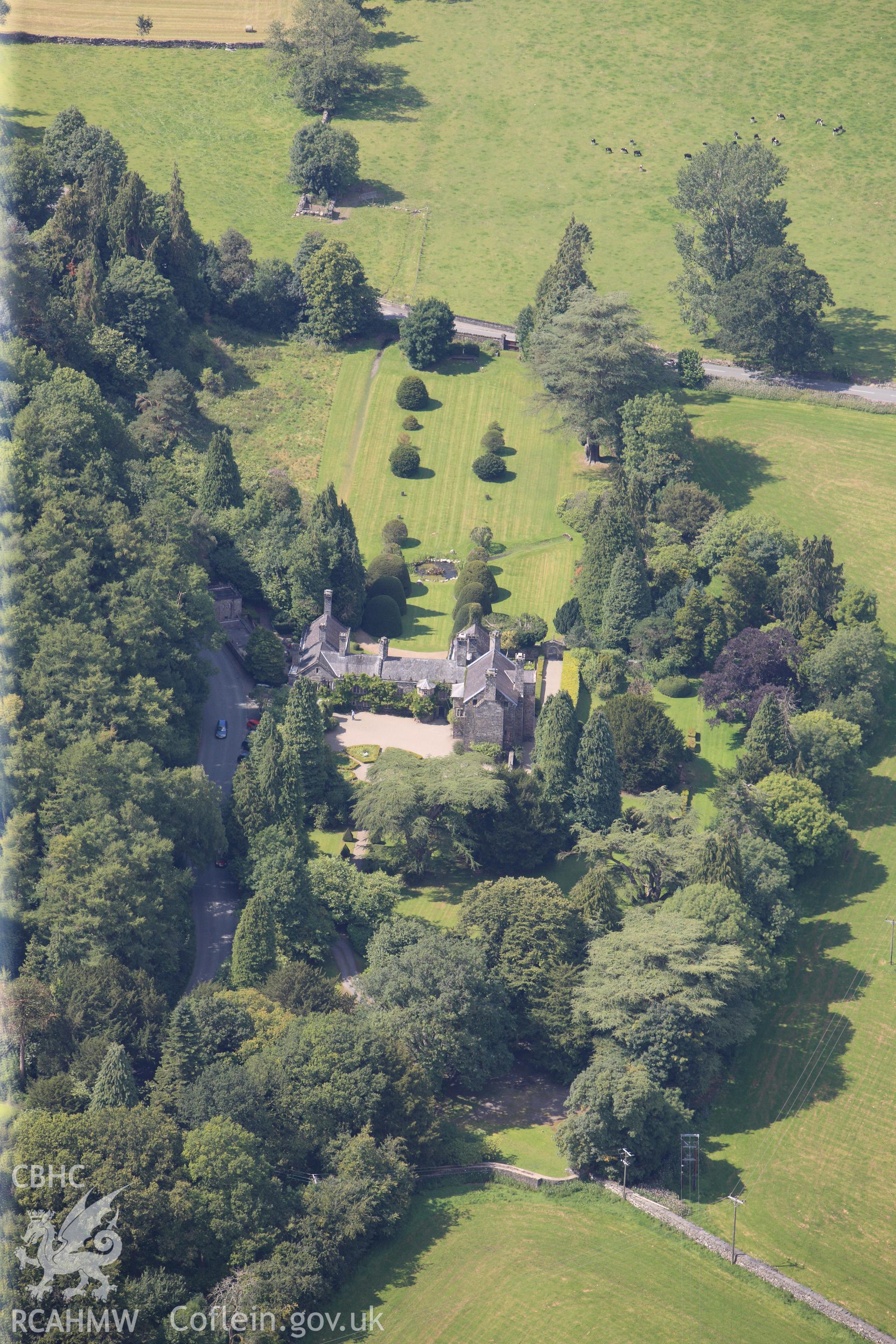 RCAHMW colour oblique photograph of Gwydir Castle, viewed from the south-east. Taken by Toby Driver on 10/08/2012.