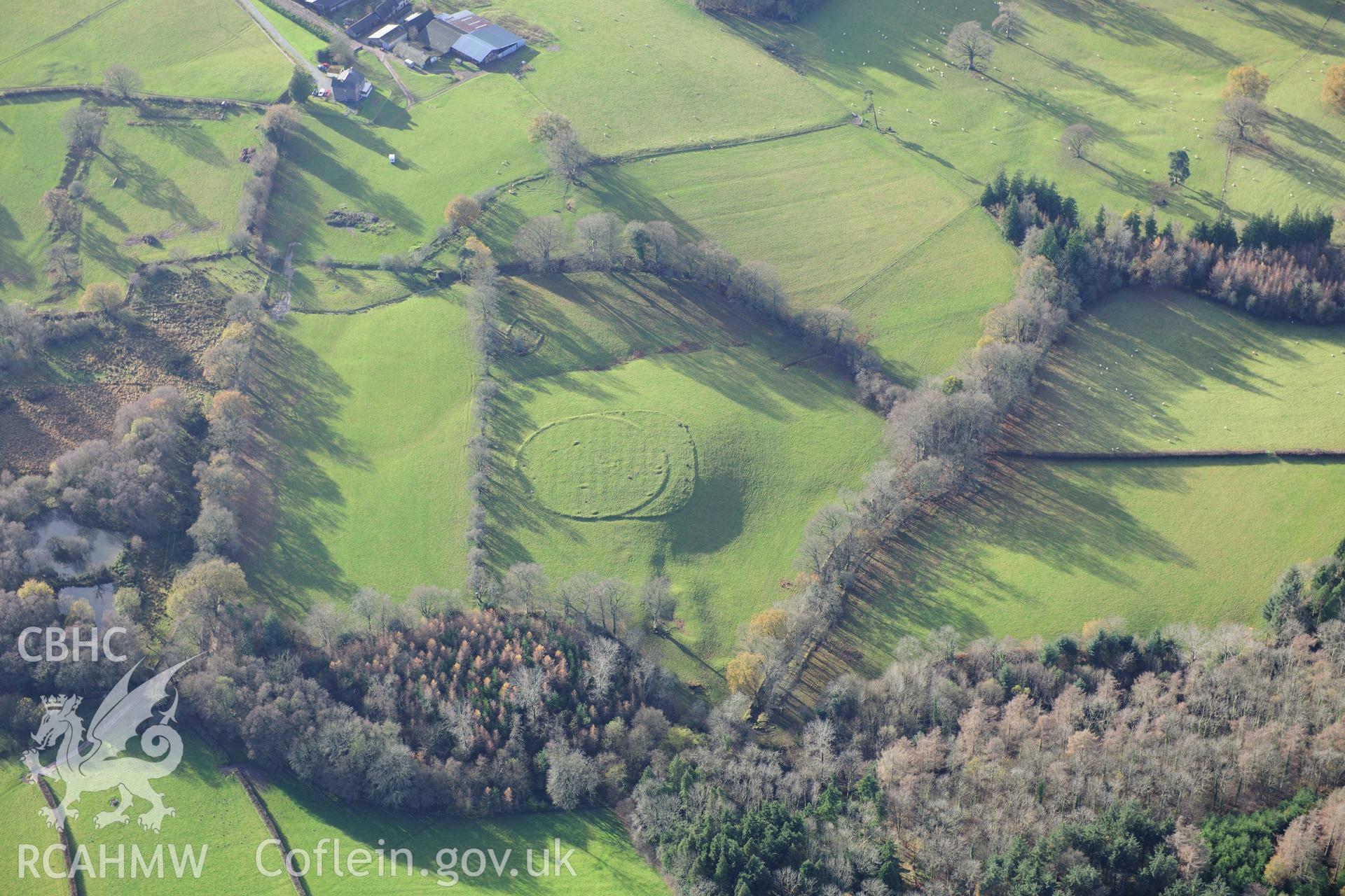 RCAHMW colour oblique photograph of Ffrwdgrech, tree planting ring. Taken by Toby Driver on 23/11/2012.