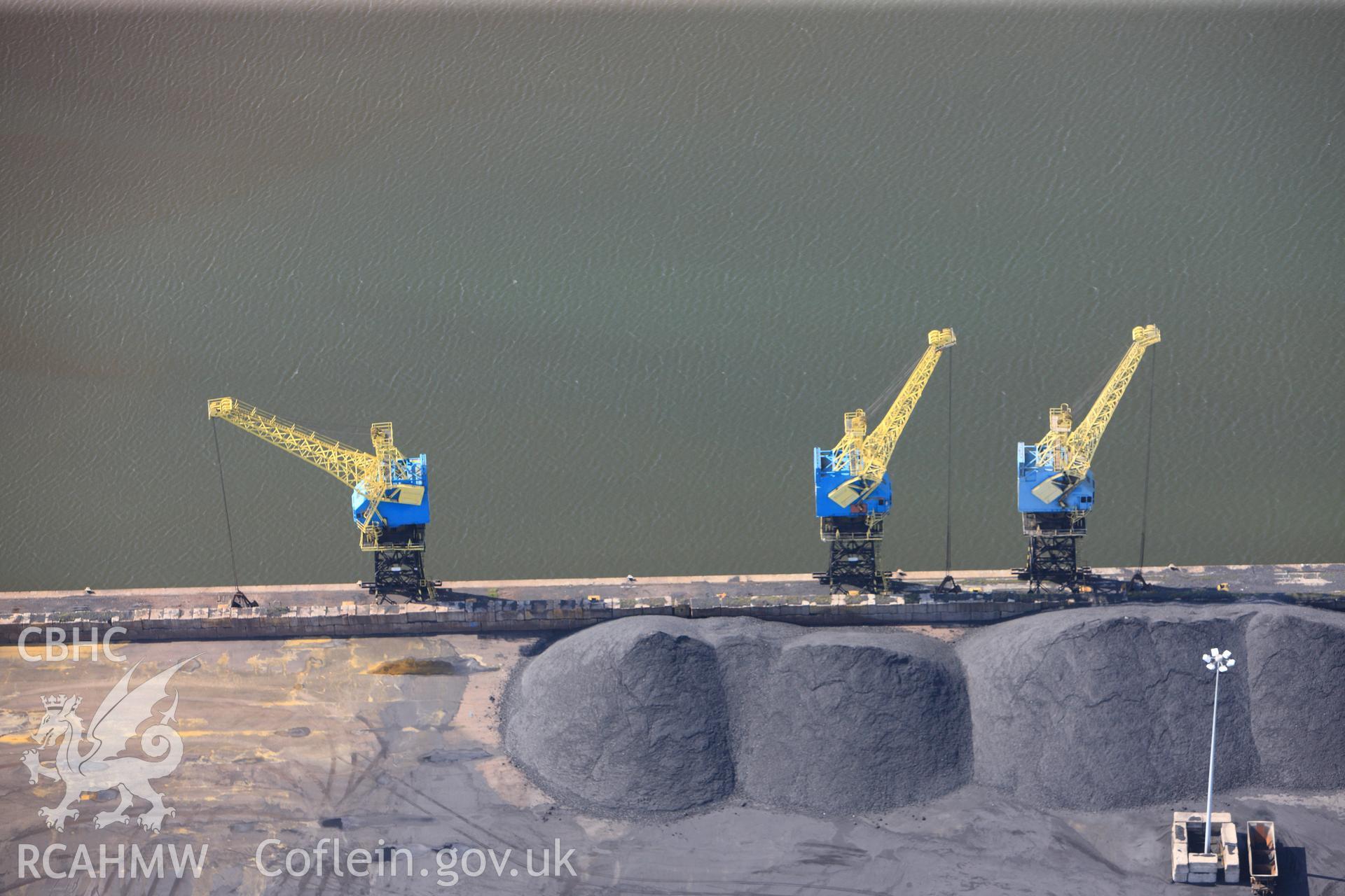 RCAHMW colour oblique photograph of Newport Docks. Taken by Toby Driver on 22/05/2012.