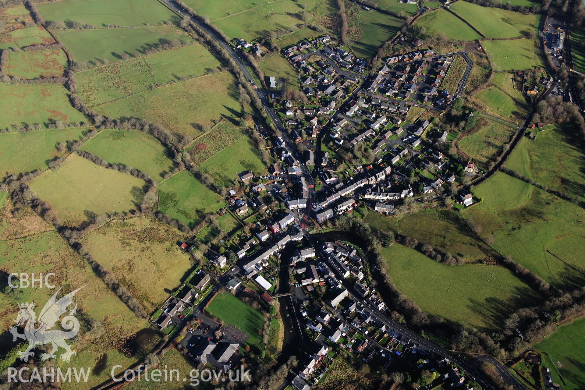 RCAHMW colour oblique photograph of Llanwrtyd Wells, town. Taken by Toby Driver on 23/11/2012.