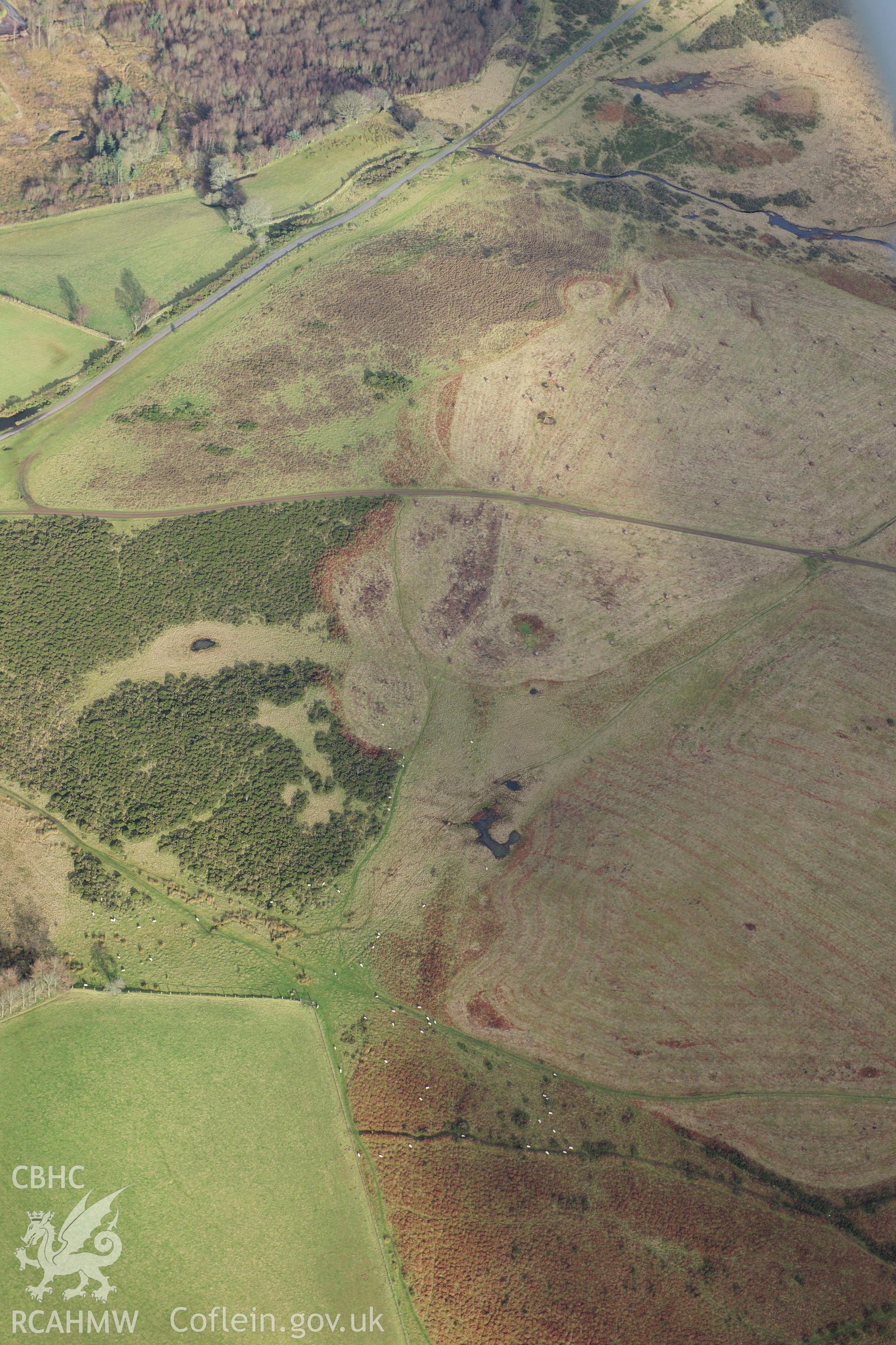 RCAHMW colour oblique photograph of Roman road on Mynydd Illtyd. Taken by Toby Driver on 28/11/2012.