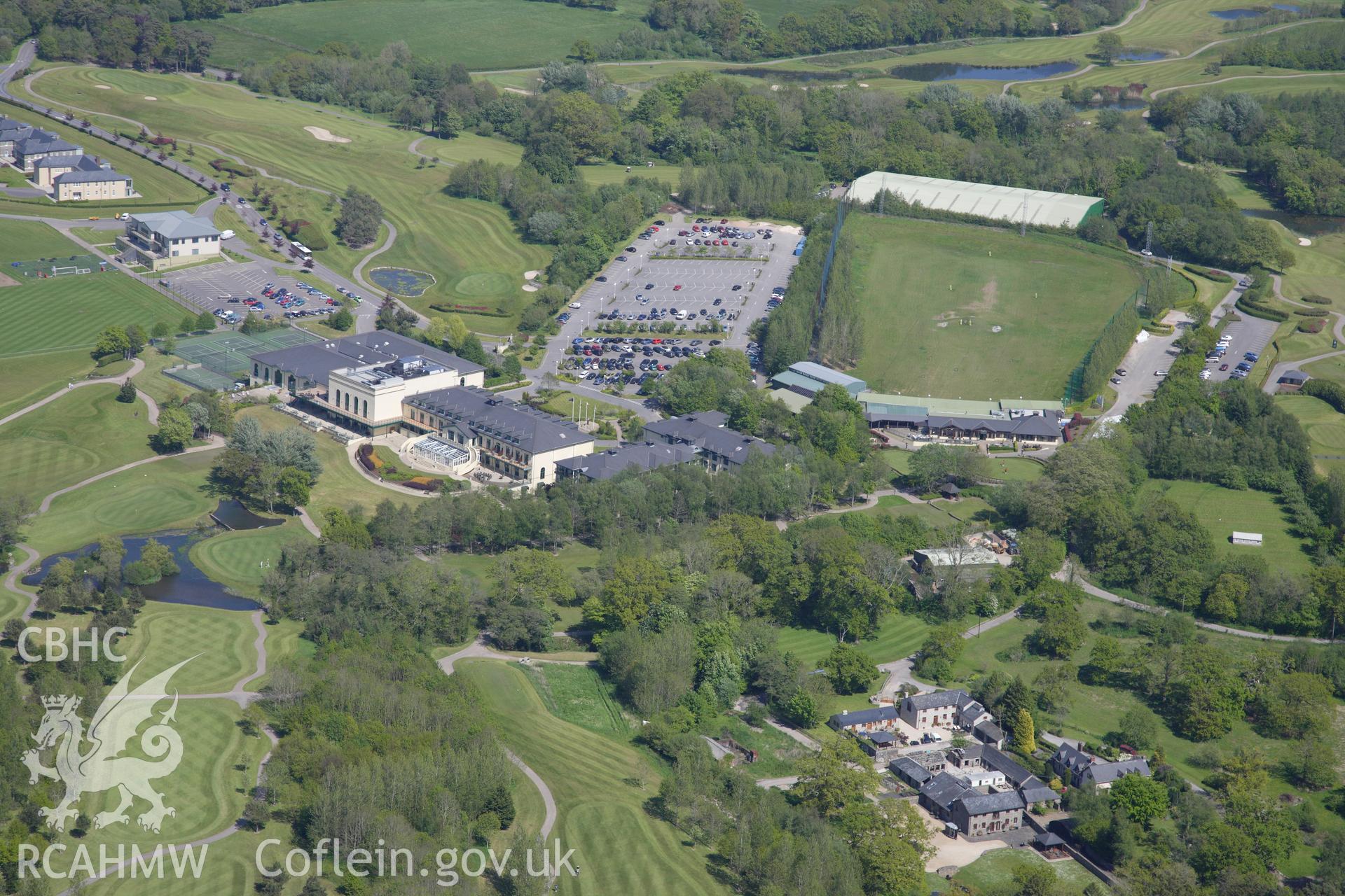 RCAHMW colour oblique photograph of Hensol Castle and Park, now The Vale Resort. Taken by Toby Driver on 22/05/2012.
