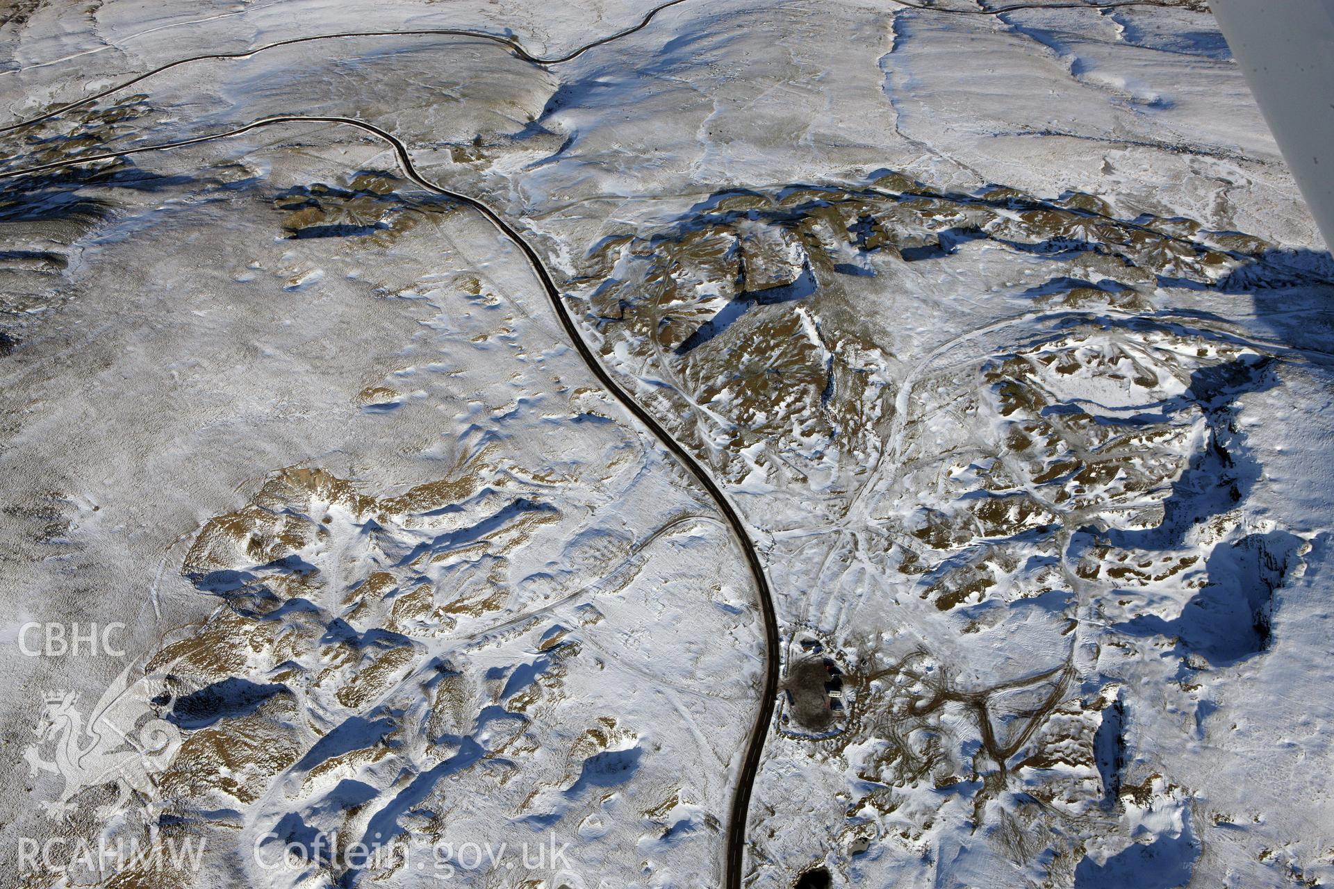 RCAHMW colour oblique photograph of Long view of Foel Fawr Quarry Complex. Taken by Toby Driver on 02/02/2012.