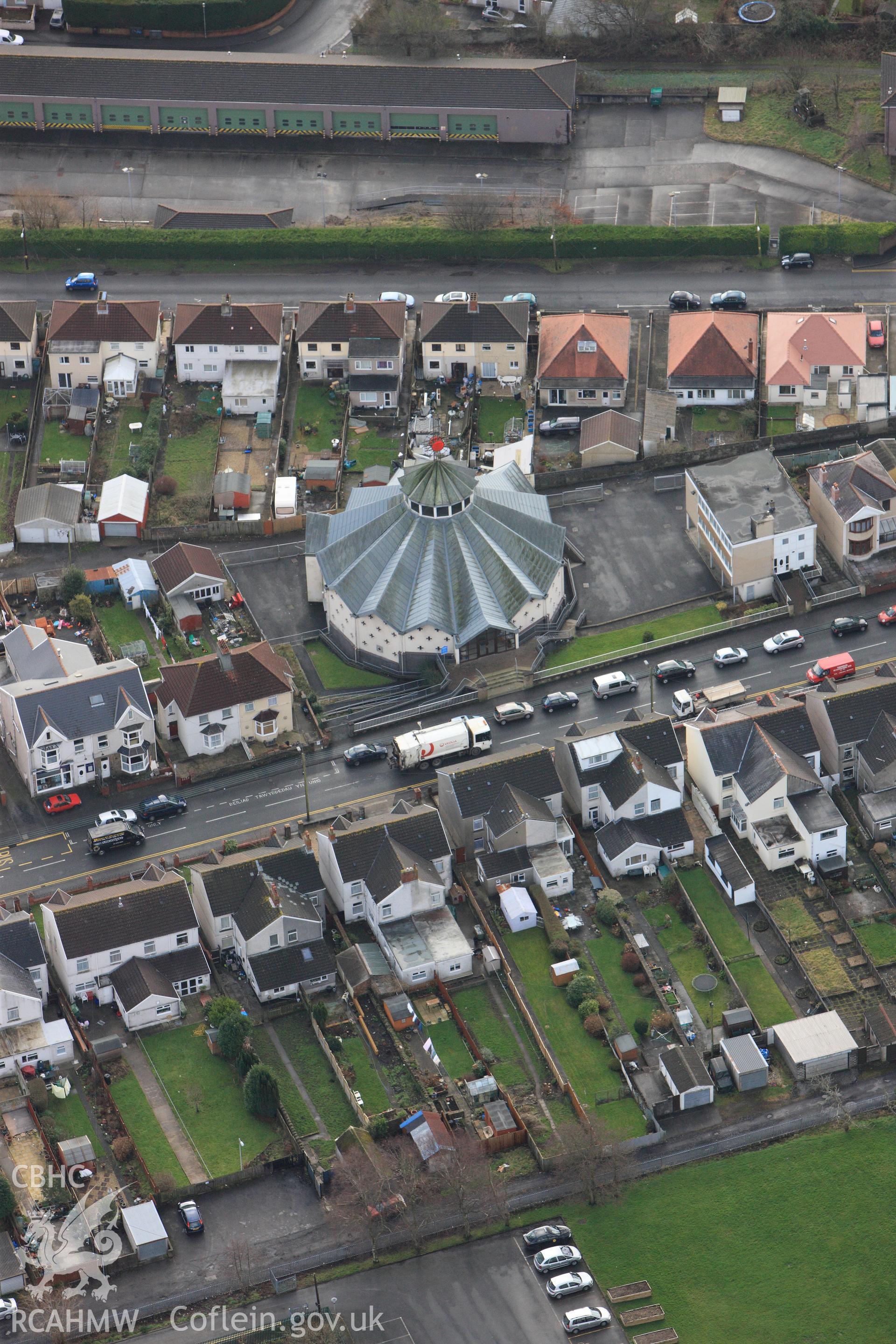 RCAHMW colour oblique photograph of Blessed Sacrament, Gorseinon. Taken by Toby Driver on 27/01/2012.