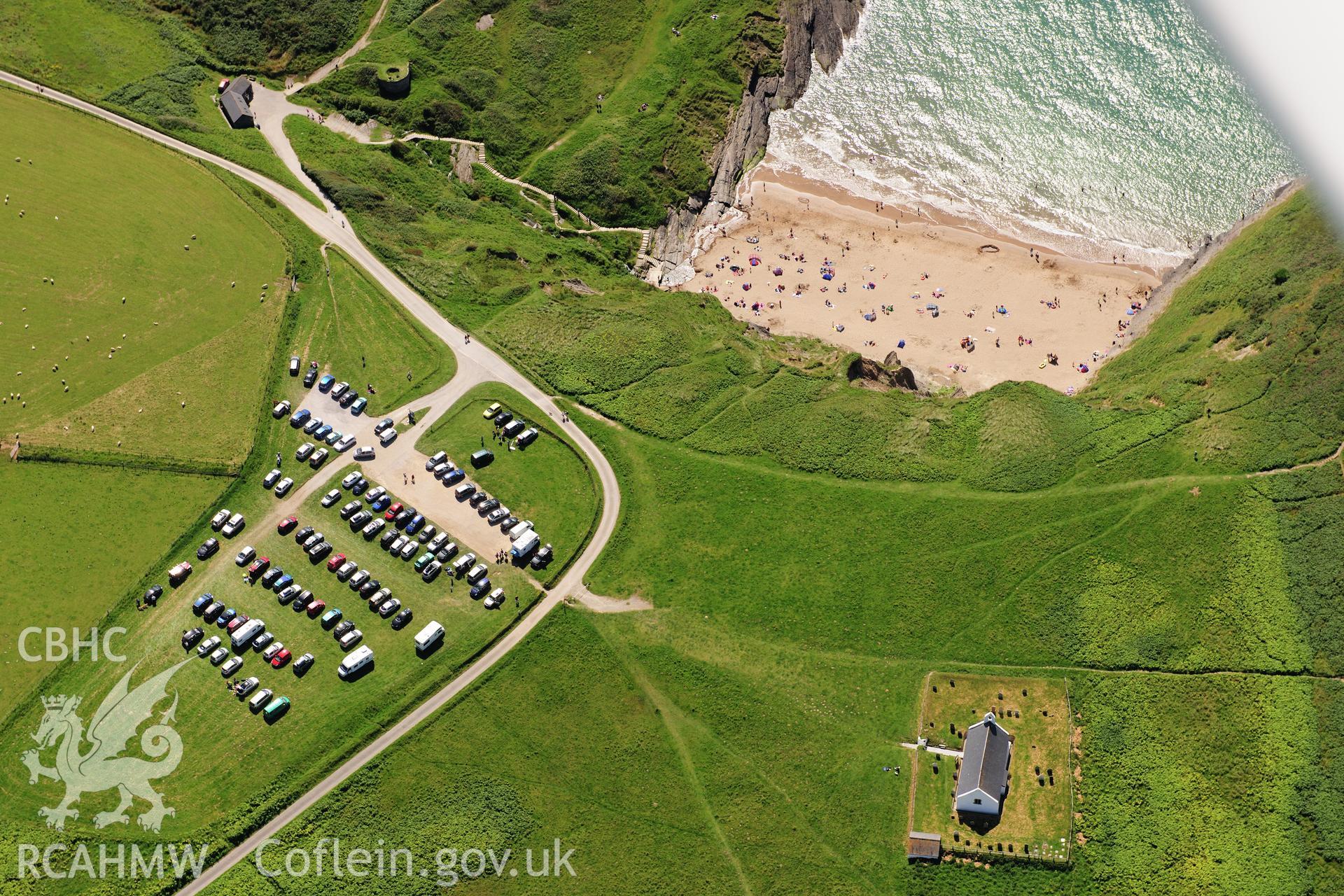 RCAHMW colour oblique photograph of Holy Cross Church, Mwnt. Taken by Toby Driver on 27/07/2012.