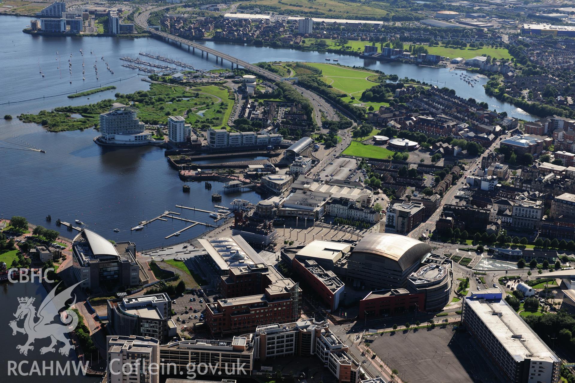 RCAHMW colour oblique photograph of Cardiff Bay, general view from north-east. Taken by Toby Driver on 24/07/2012.