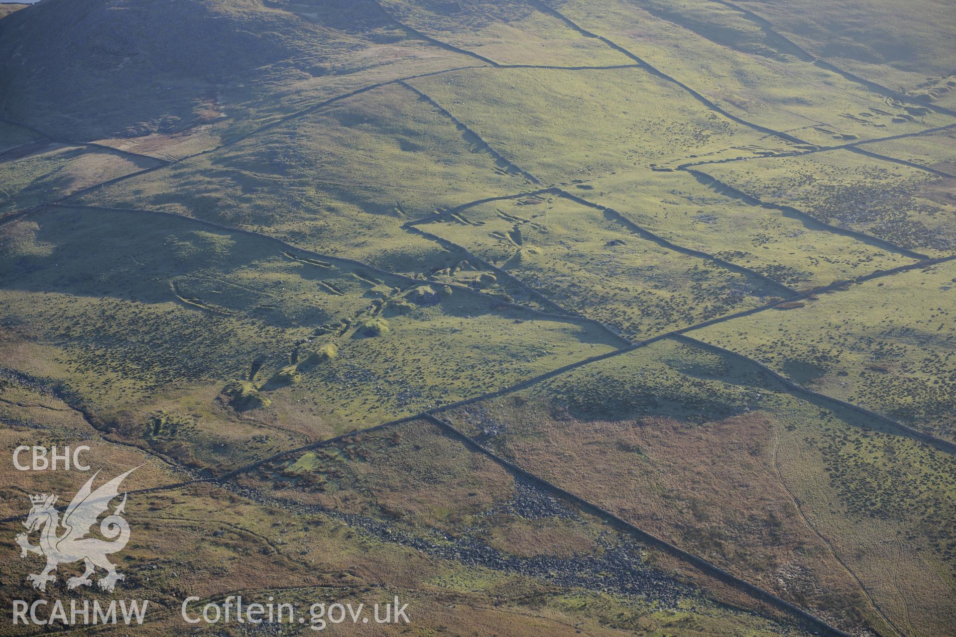 RCAHMW colour oblique photograph of Egryn manganese mine, earthworks. Taken by Toby Driver on 10/12/2012.