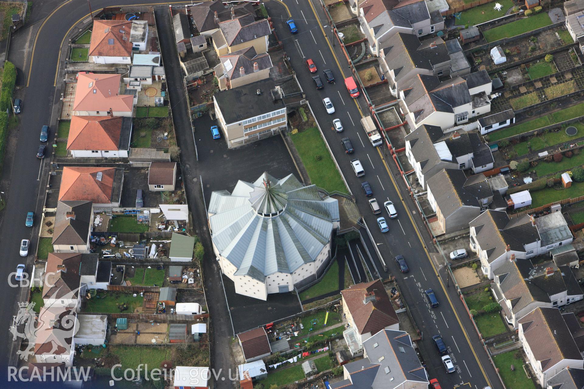 RCAHMW colour oblique photograph of Blessed Sacrament, Gorseinon. Taken by Toby Driver on 27/01/2012.