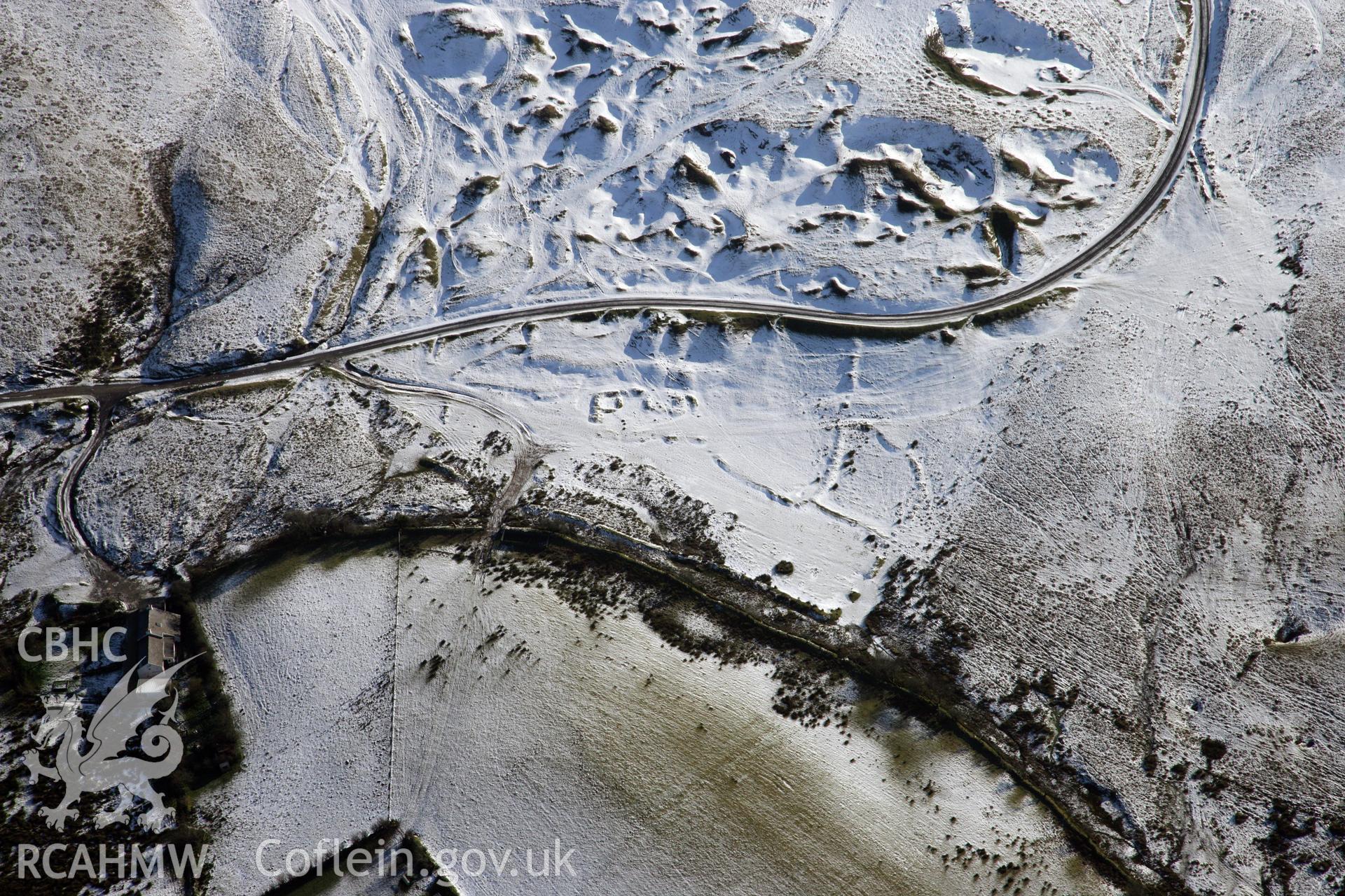 RCAHMW colour oblique photograph of Brest Cwm Llwyd Settlement. Taken by Toby Driver on 02/02/2012.