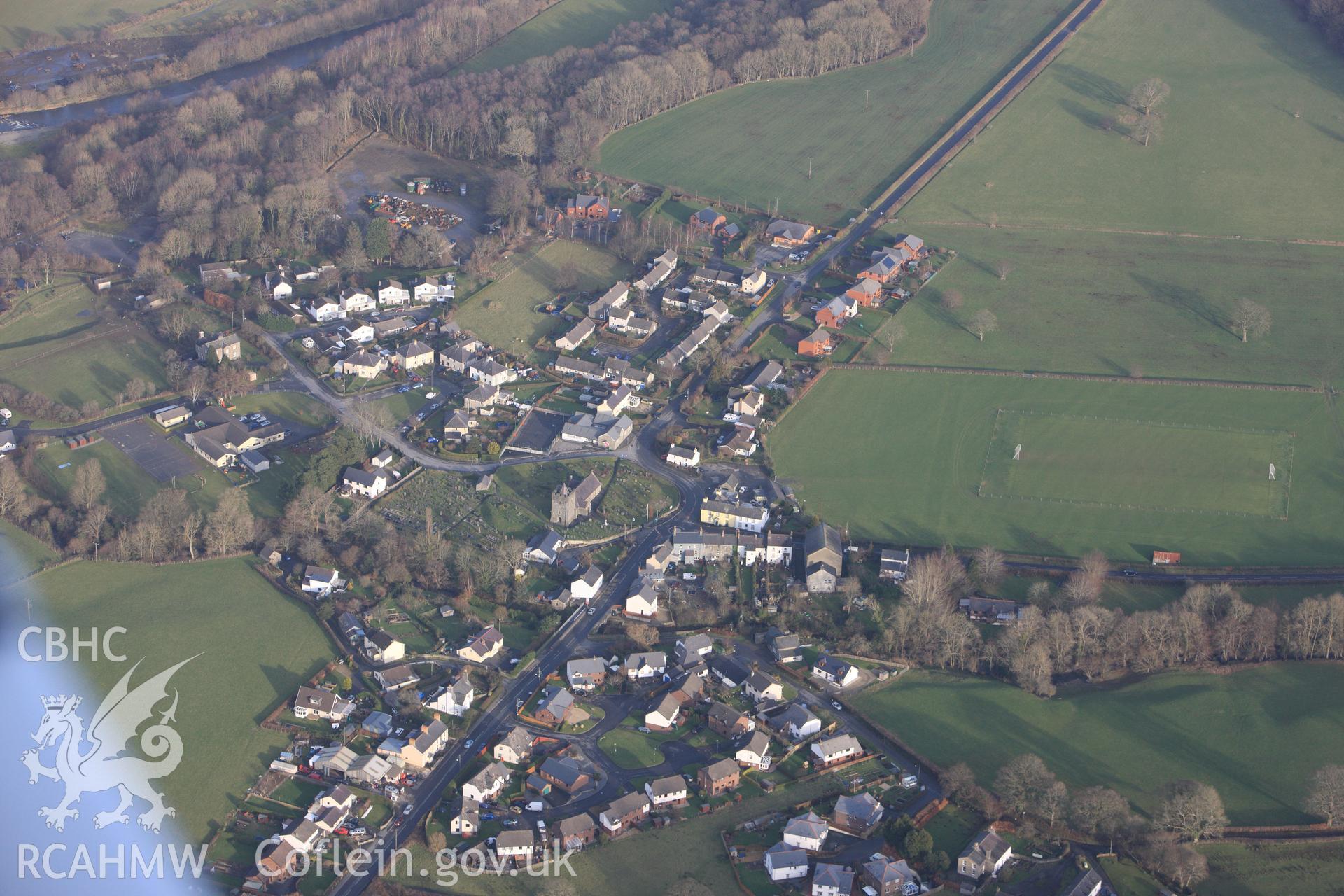 RCAHMW colour oblique photograph of Llanilar Village. Taken by Toby Driver on 07/02/2012.